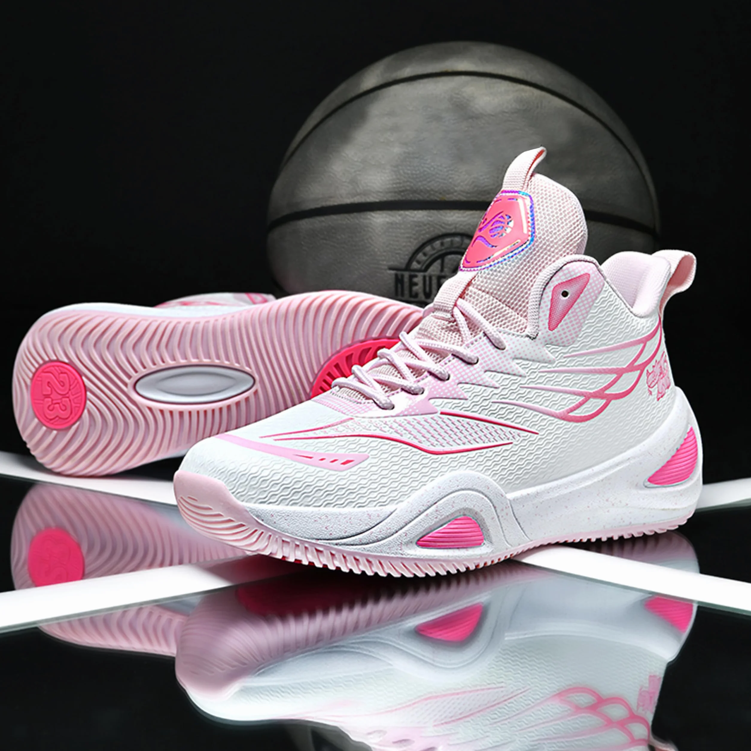 Bolognifi Unisex Neutralne buty do koszykówki Wysokie buty antypoślizgowe Nocne światło Odporne na zużycie buty do biegania Buty sportowe Sprzęt koszykówki
