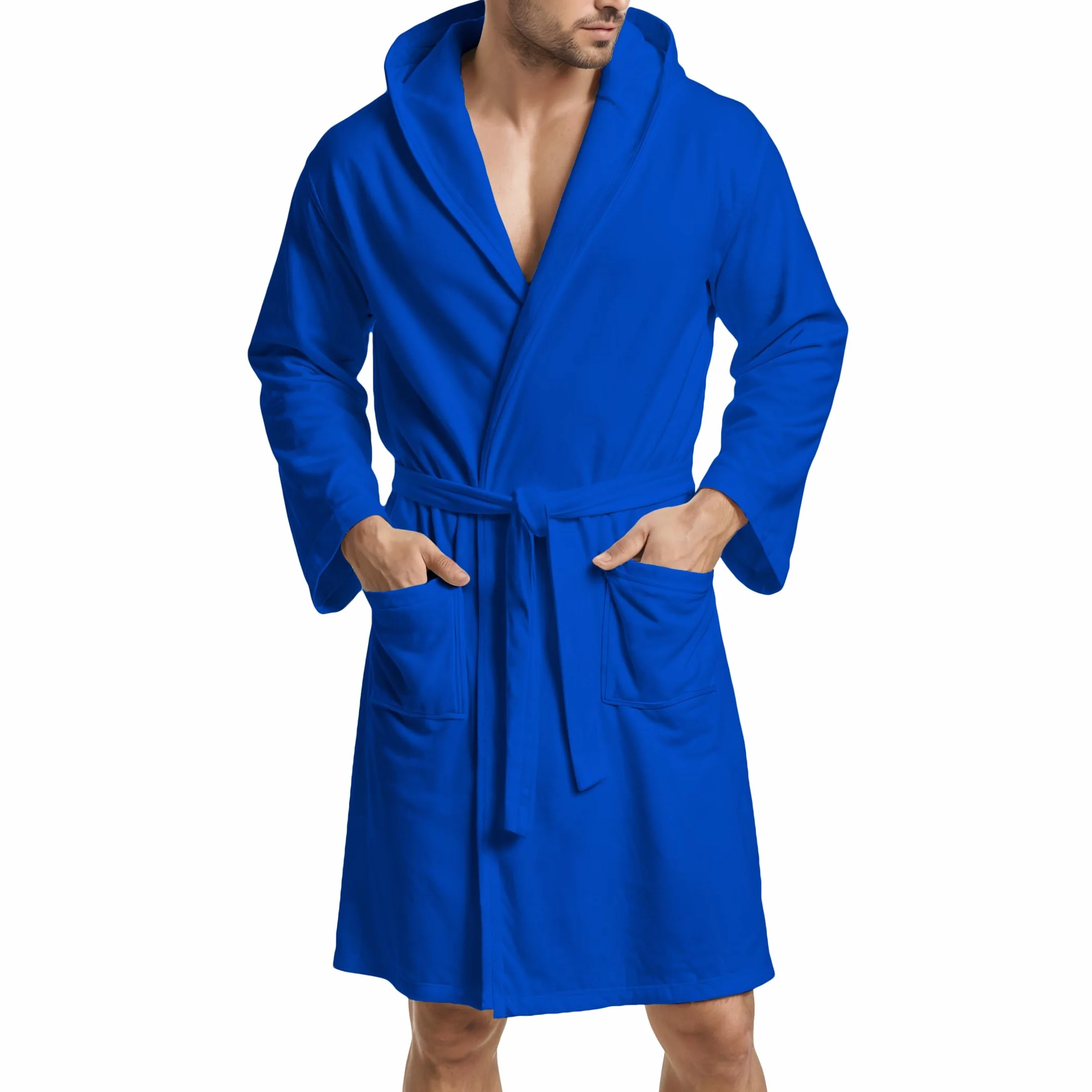 PETTI Artigiani Italiani - Szlafrok z mikrofibry, szlafrok męski, szlafrok kąpielowy z mikrofibry, szlafrok damski, niebieski (Electric Blue), XXL, 100% mikrofibra