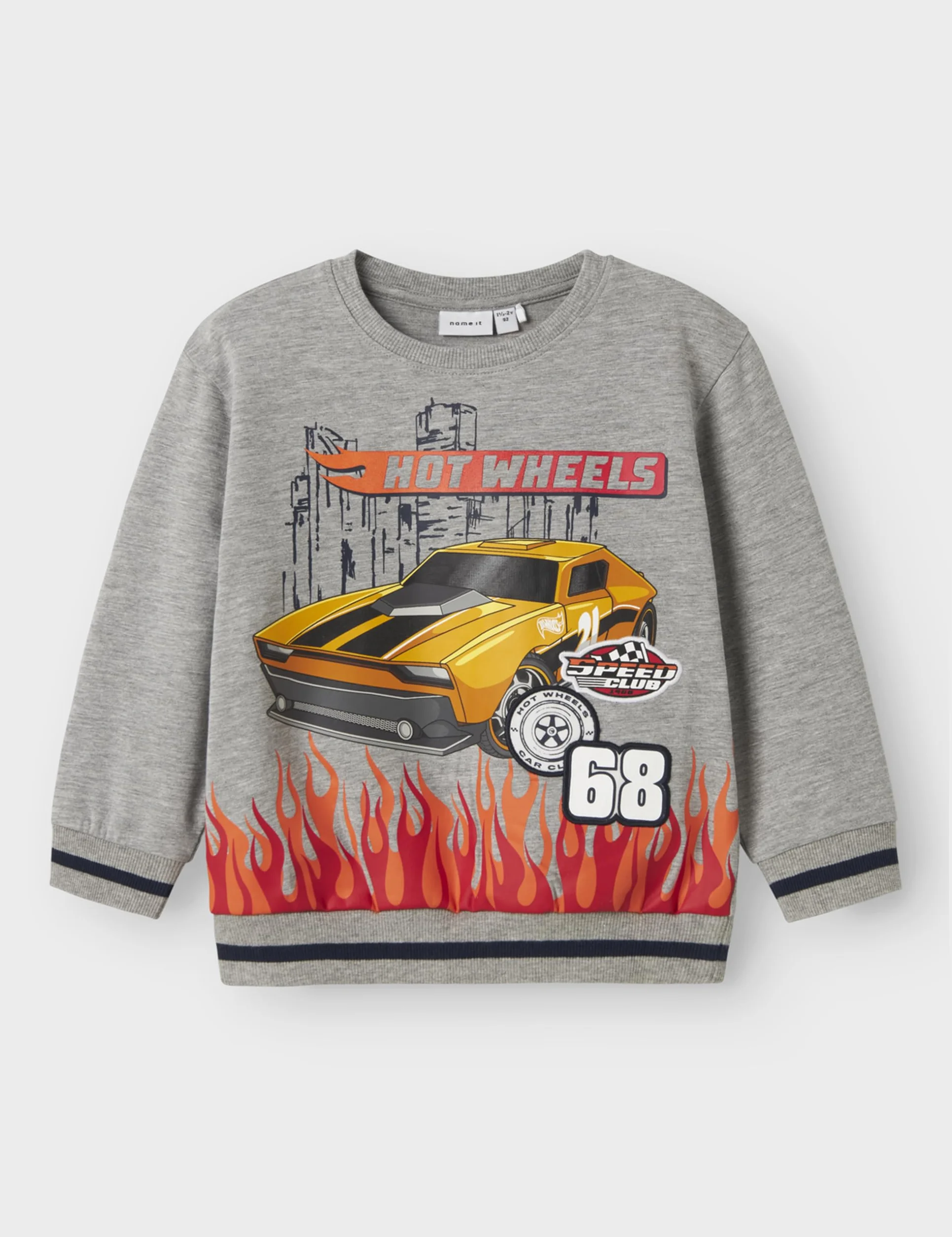 NAME IT Nmmjaki Hotwheels Nreg Sweat Unb Sky chłopięce, szary melanż, 98