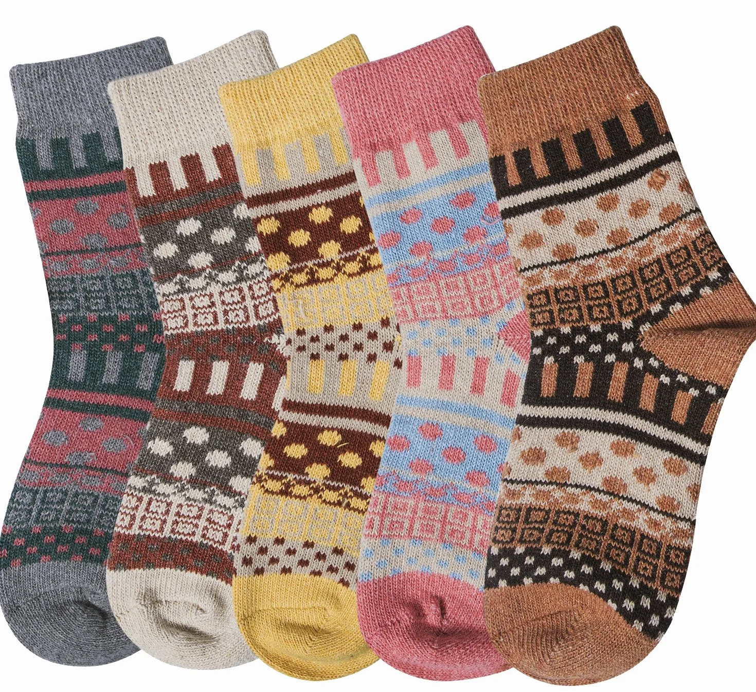YSense Snug skarpety wełniane, dzianinowe skarpety zimowe, damskie skarpety termiczne, 5 par, 36-41 EU