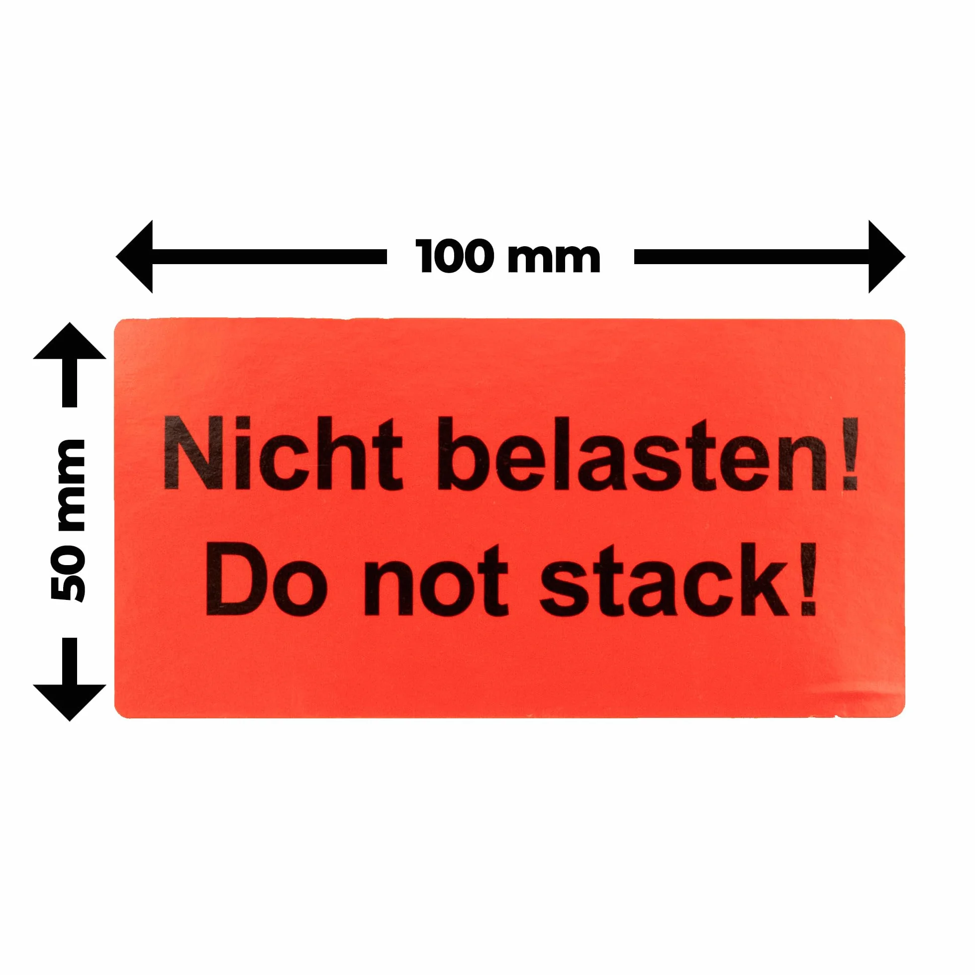 Etykiety ostrzegawcze na rolce 100 x 50 mm – 500 – nie obciążaj! Do not stack! – naklejki wysyłkowe – papier samoprzylepny – jaskrawoczerwony mocno przywierający – Wskazówka dotycząca wysyłki