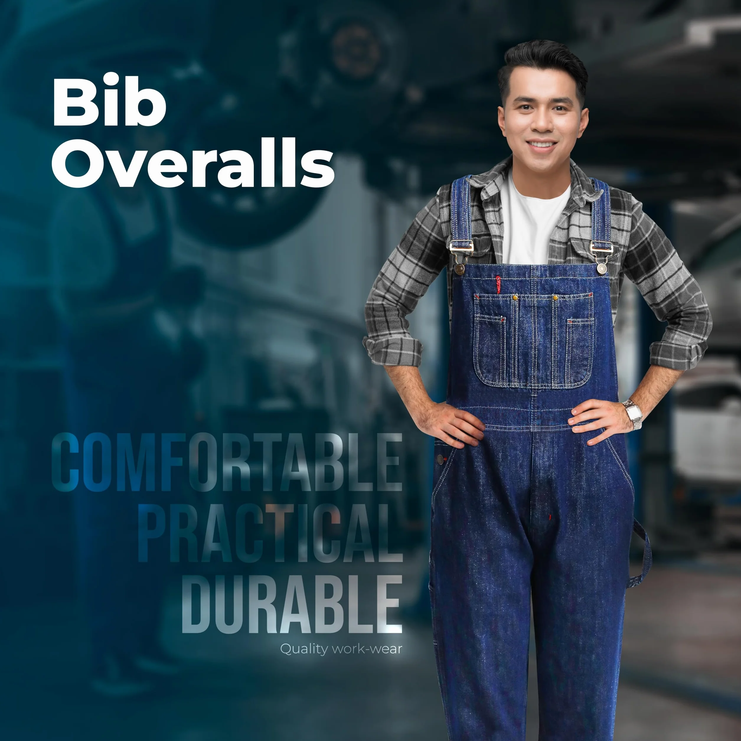 GREAT BIKERS GEAR - Męskie ogrodniczki dżinsowe ogrodniczki dżinsy Brace duży i wysoki klucz Pro Heavy Duty Workwear Mario Cargo