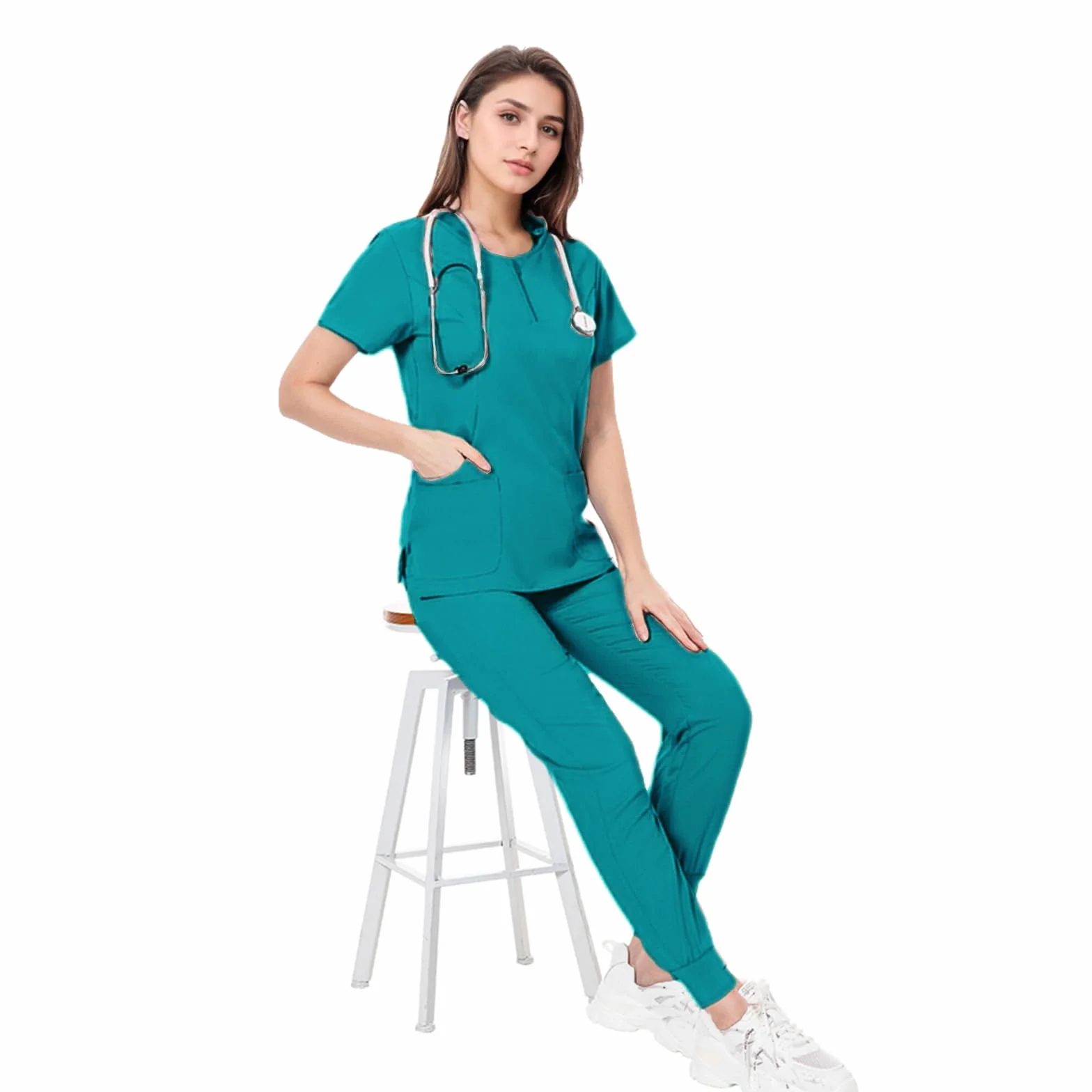 Zestaw peelingów Split Crew Neck Top z 4 kieszeniami Stretch Fit Jogging Spodnie medyczne DK07 Dental Grooming Pet
