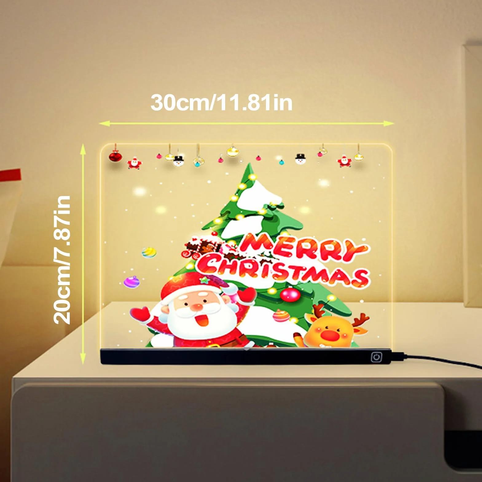 Keyubria Akrylowa p?yta do usuwania suchej z ?wiat?em, tablica kre?larska | LED Dry Dreas Erase Board,Przepisywany glow akrylowa notatka do nauki edukacyjnej rozrywki gier