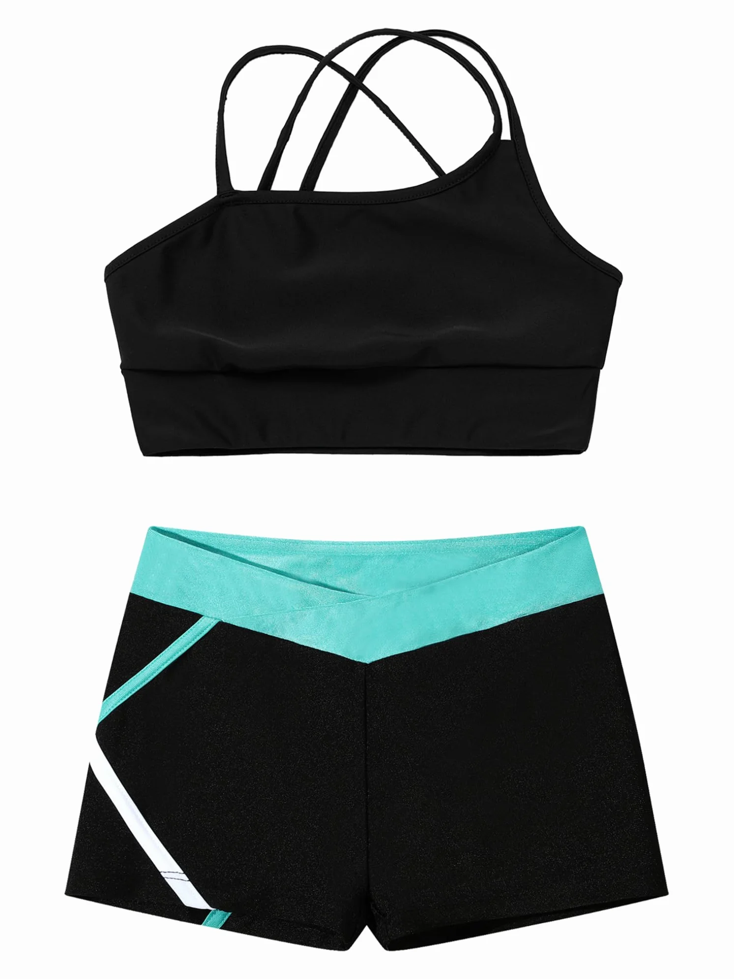 Dwuczęściowy zestaw bikini dla dziewczynek, tank top + szorty, strój kąpielowy na lato, strój sportowy, moda kąpielowa, pływanie, surfowanie