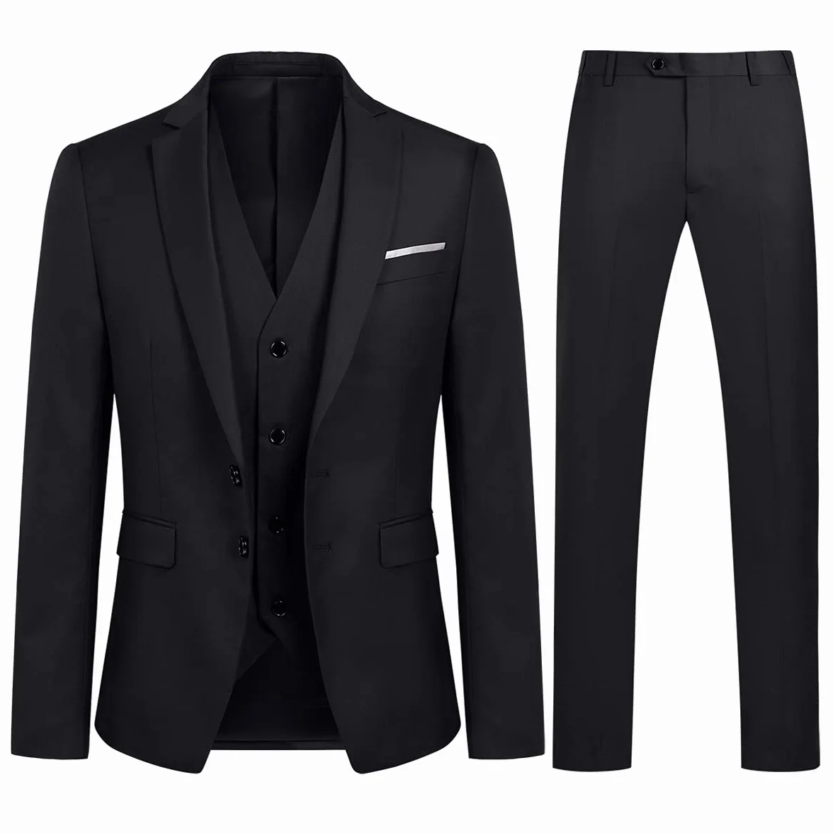 YOUTHUP 3-częściowy garnitur slim fit dla mężczyzn elegancki biznesowy garnitur ślubny marynarka kamizelki spodnie