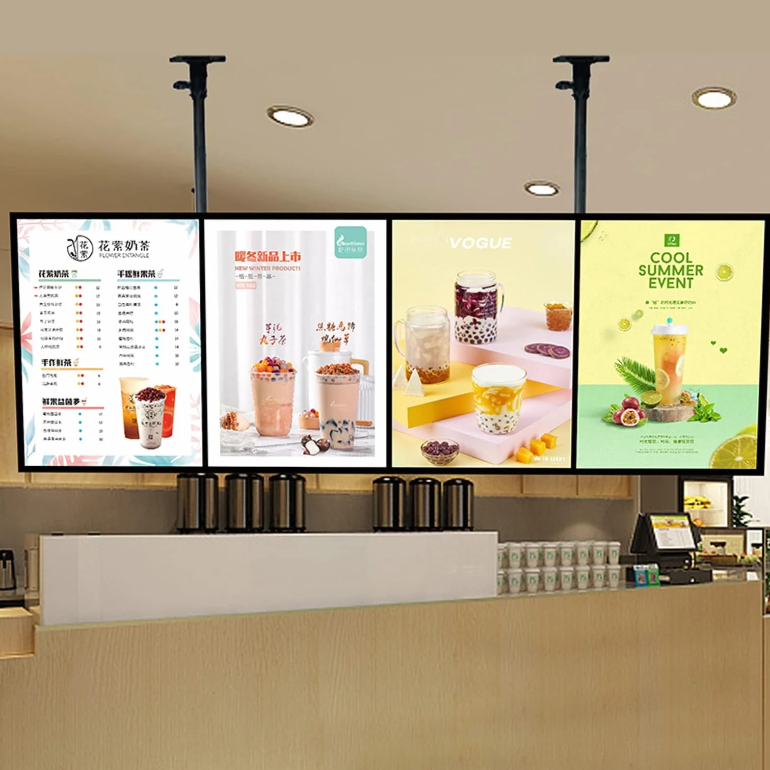 Kanduo tablica menu restauracja led 60x40cm (24x16 cali) Ultracienka kaseta LED z ramką zatrzaskową, podświetlany wyświetlacz plakatowy, podświetlane diodami LED tablice menu Ramki reklamowe(4PCS 60x4