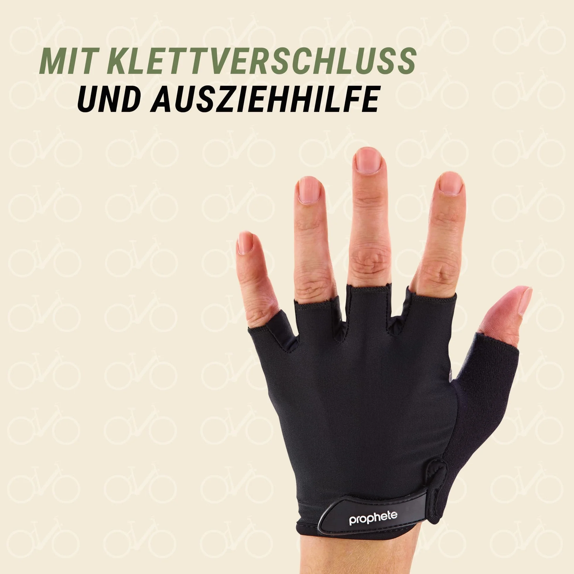 Prophete Unisex – rękawiczki rowerowe dla dorosłych z wkładką żelową, rozmiar L/XL, czarne