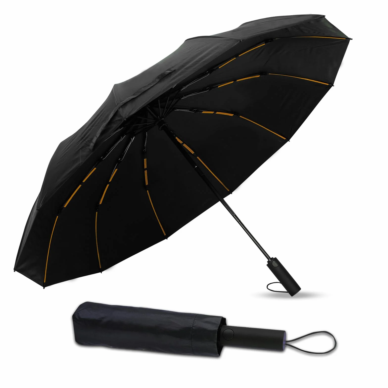Parasol odporny na burzę - automatyczny, skladany z materiału Pongee, 144 czarne promienie UV, blokuje 99% UV, wiatroszczelny i wodoszczelny, idealny do podróży