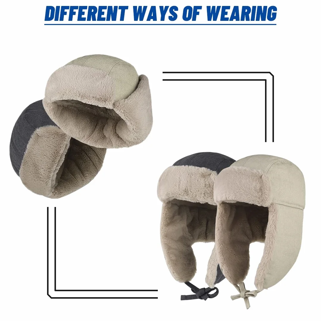 Gisdanchz Czapka zimowa czapka lotnicza Rosjanie czapka Ushanka Chapka wiatroszczelna czapka z nausznikami, czarny, 54-56