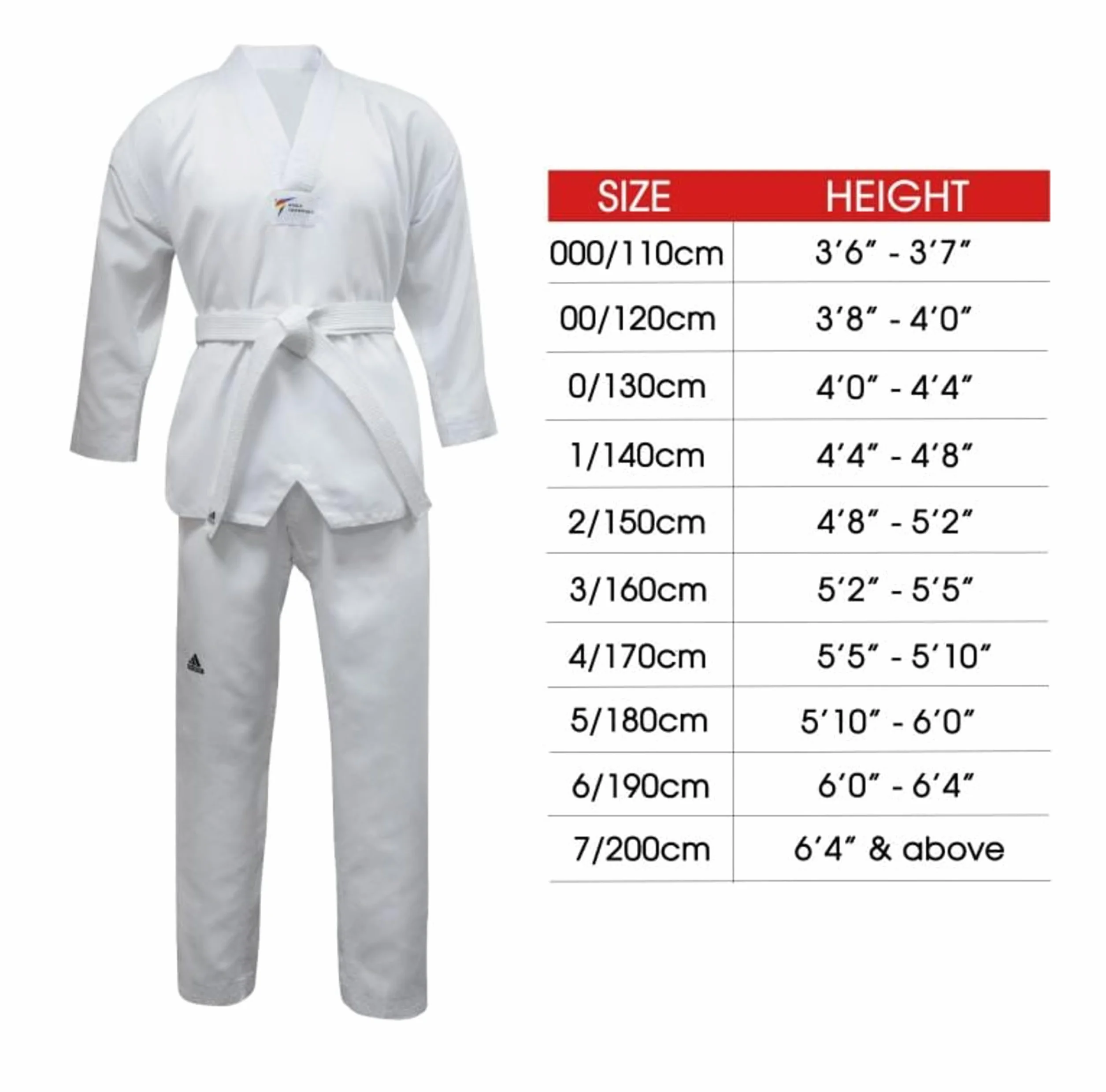 adidas Dla dzieci/dorosłych WT Taekwondo student Dobok bez pasków Sztuki walki WTF dzieci mundurek