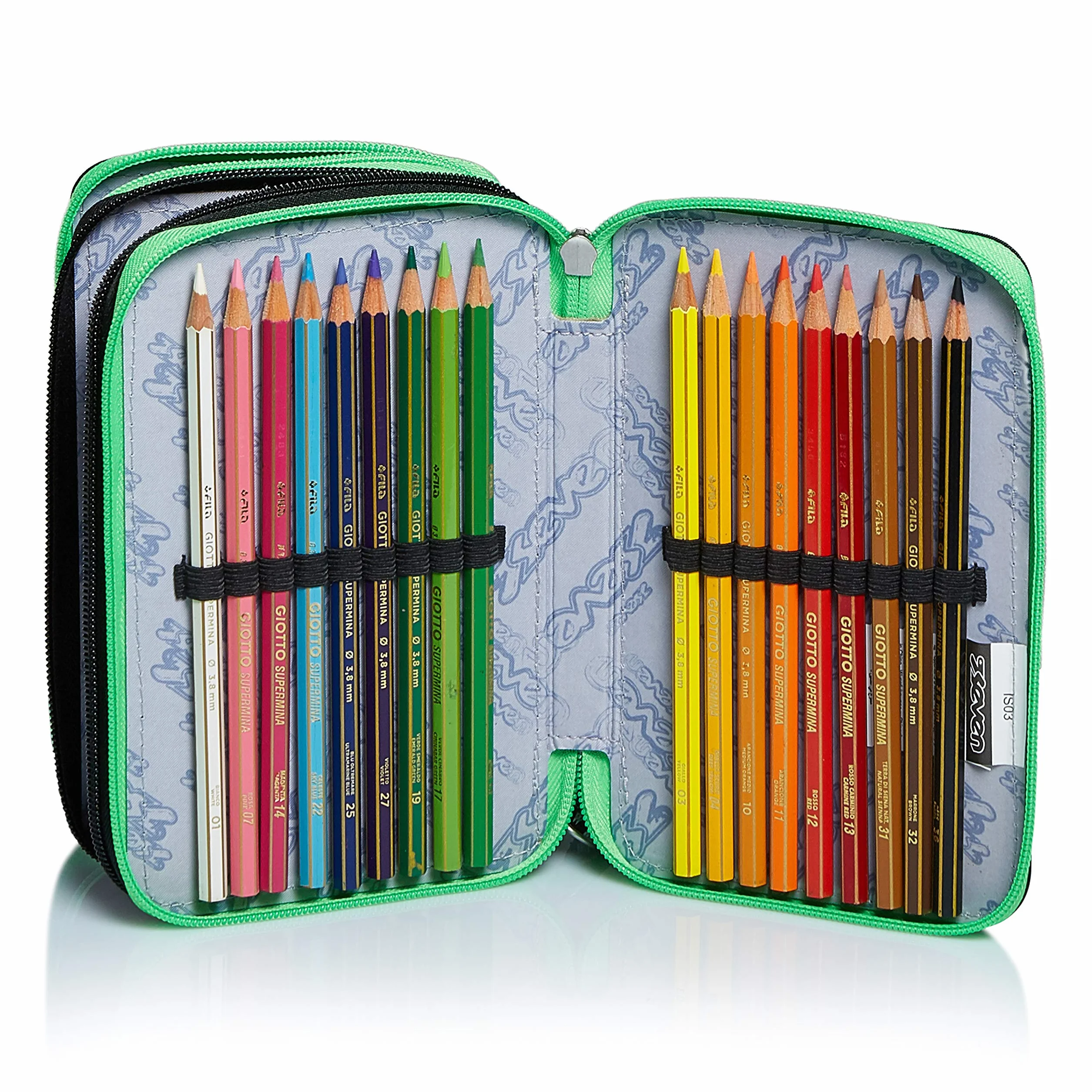 ALPHA BEAT Seven Pencil Case Pen Bag Multicolor Box for Stationery XXL 3 Compartments