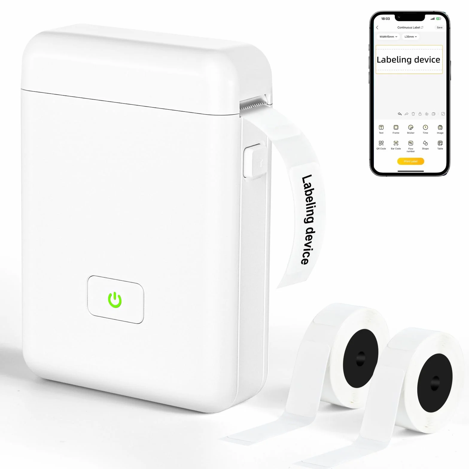 GuKKK Mini Drukarka Etykiet Bluetooth HP2 - Samoprzylepna, Przenośna
