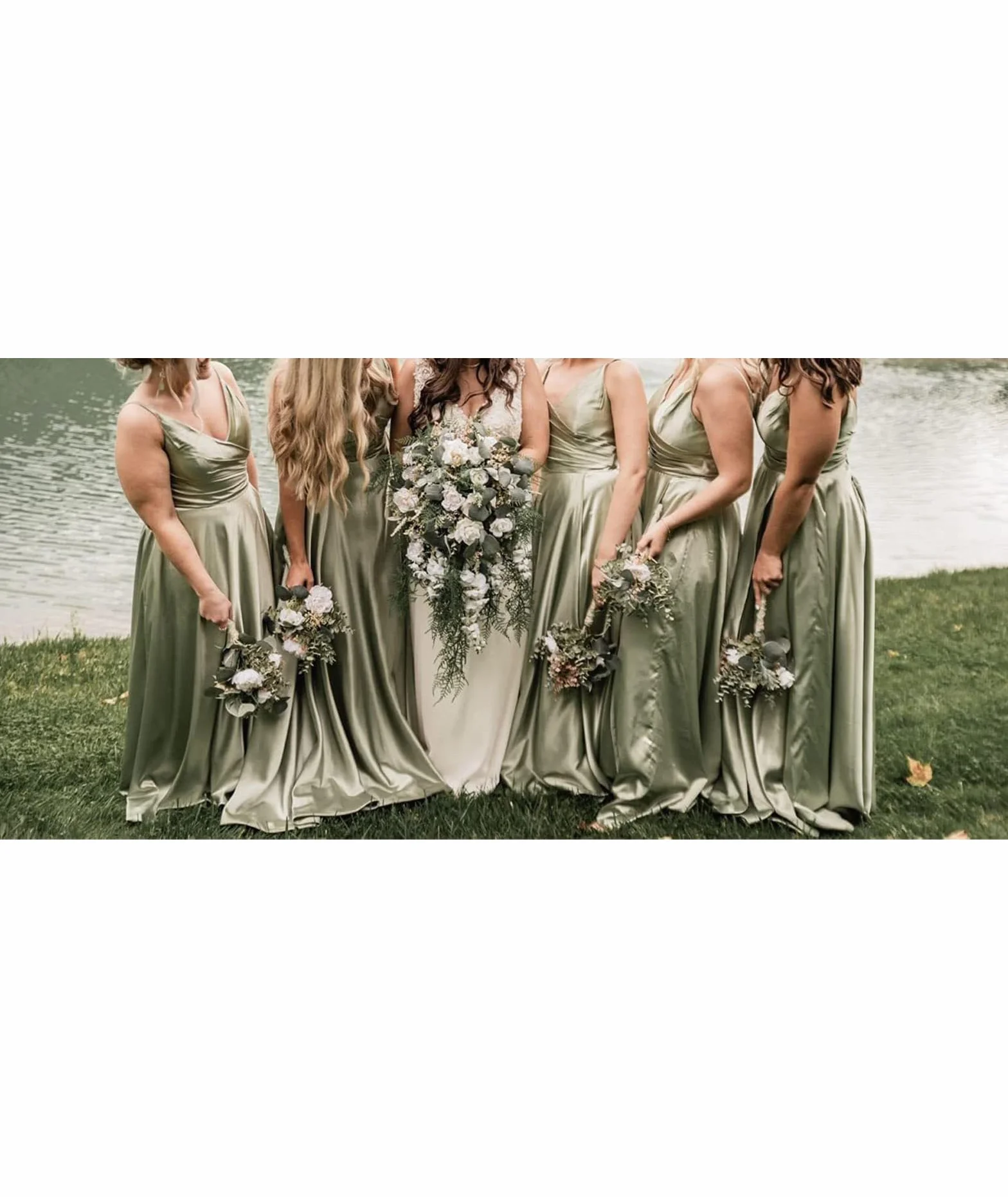 xxxiticat Damen V-Ausschnitt Spaghettiträger Satin Brautjungfernkleider Formeller A-Linie Abschlussball Abendkleider mit Schlitz