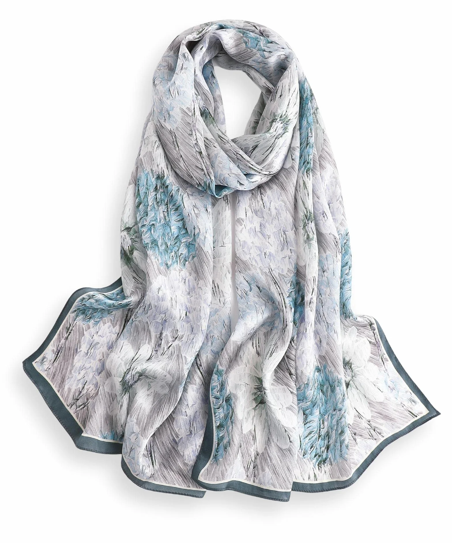 PoeticEHome Apaszka damska 170x53 cm z 100% jedwabiu morwowego, długi szalik na szyję i głowę z opakowaniem prezentowym