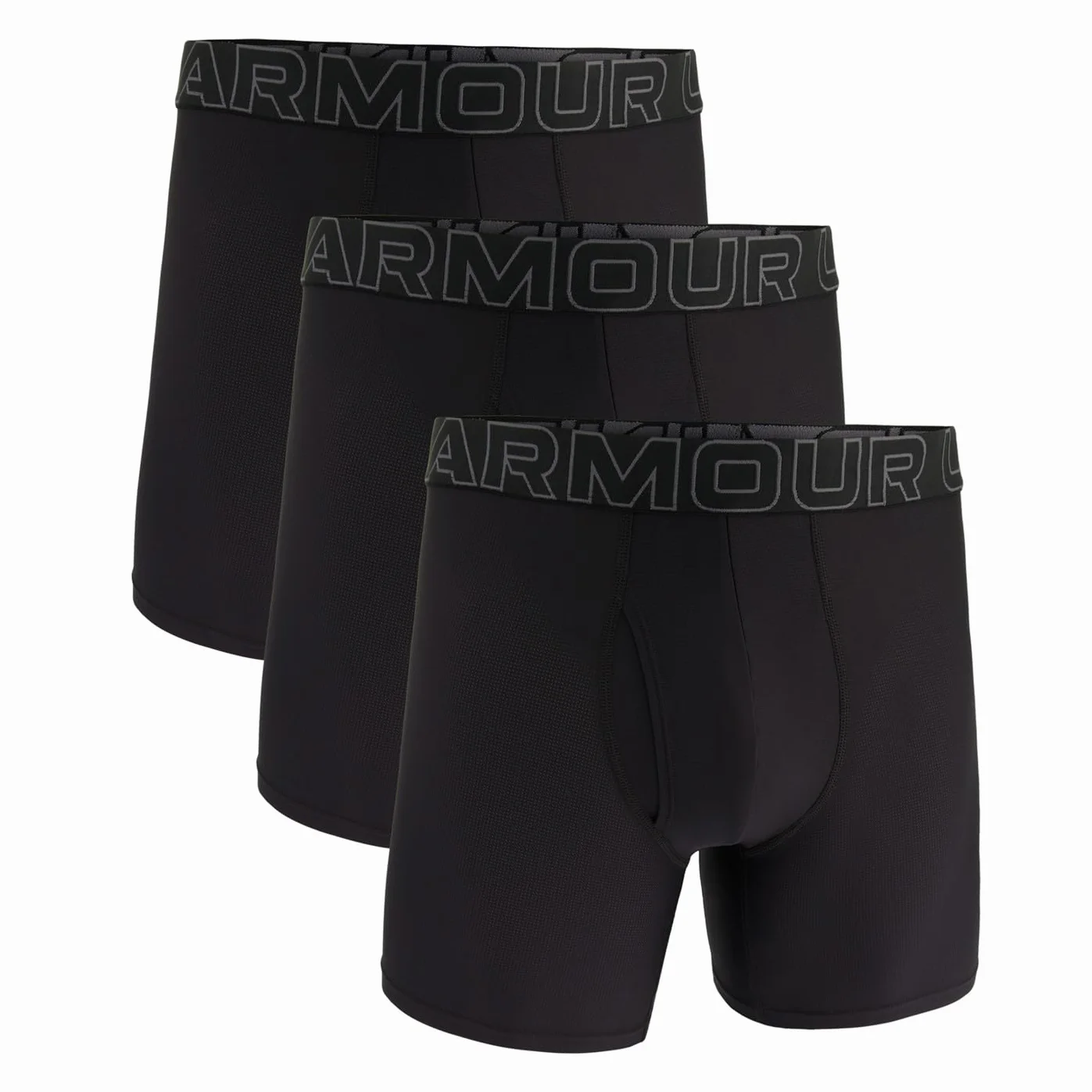Under Armour Tech Mesh bokserki męskie 3 sztuki, długość nogawki 15 cm - oddychająca, odprowadzająca wilgoć, miękka w dotyku, komfort przez cały dzień, Czarny (Black), L