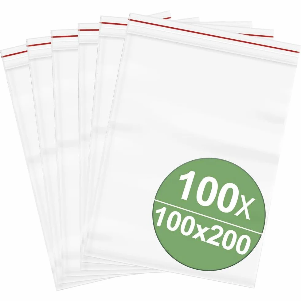 Woreczki strunowe, bez pasków opisowych (szer. x wys.), 100 mm x 200 mm, przezroczysty polietylen