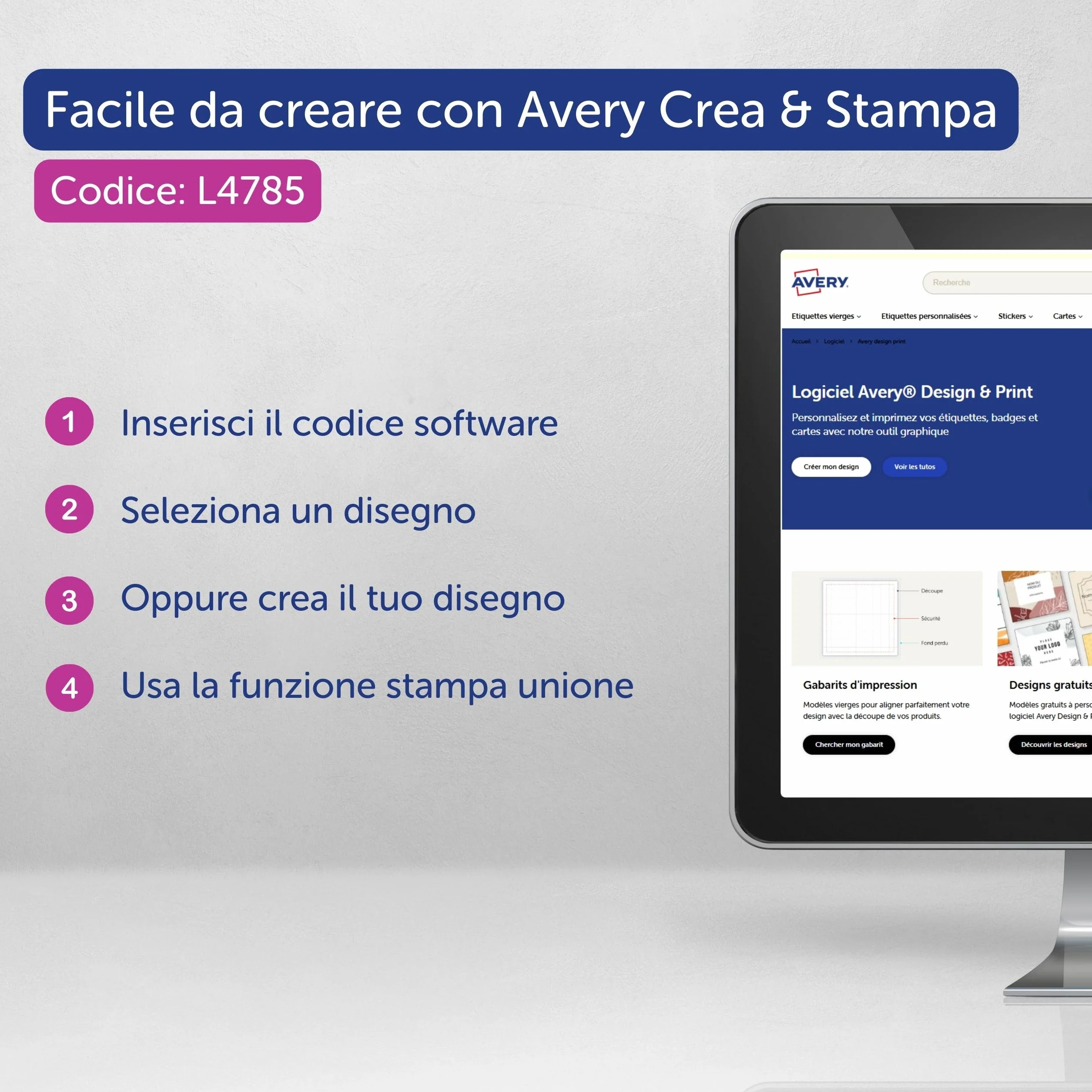 Avery Samoprzylepne etykiety z możliwością zmiany położenia, 10 etykiet na arkusz A4 - niebieskie obramowanie (L 4785), białe, 80 x 50 mm