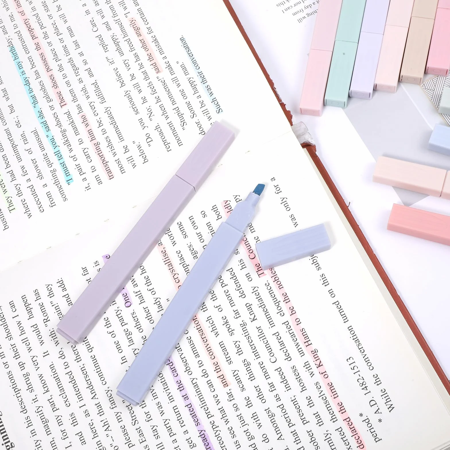 Ptwola 12 szt. zakreślaczy, różne kolory, 12 kolorów, zakreślacz biblijny, estetyczny zakreślacz bez przebarwień, do dziennika, planera, notatek, przyborów szkolnych, 12 szt