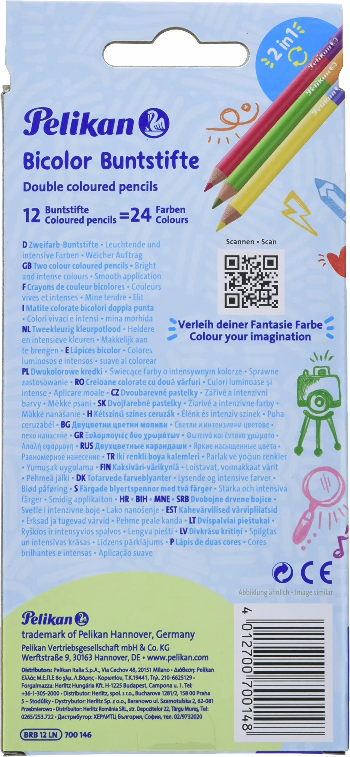 Pelikan Kredki drewniane Bicolor 12 szt do Pisania Rysowania Kaligrafii