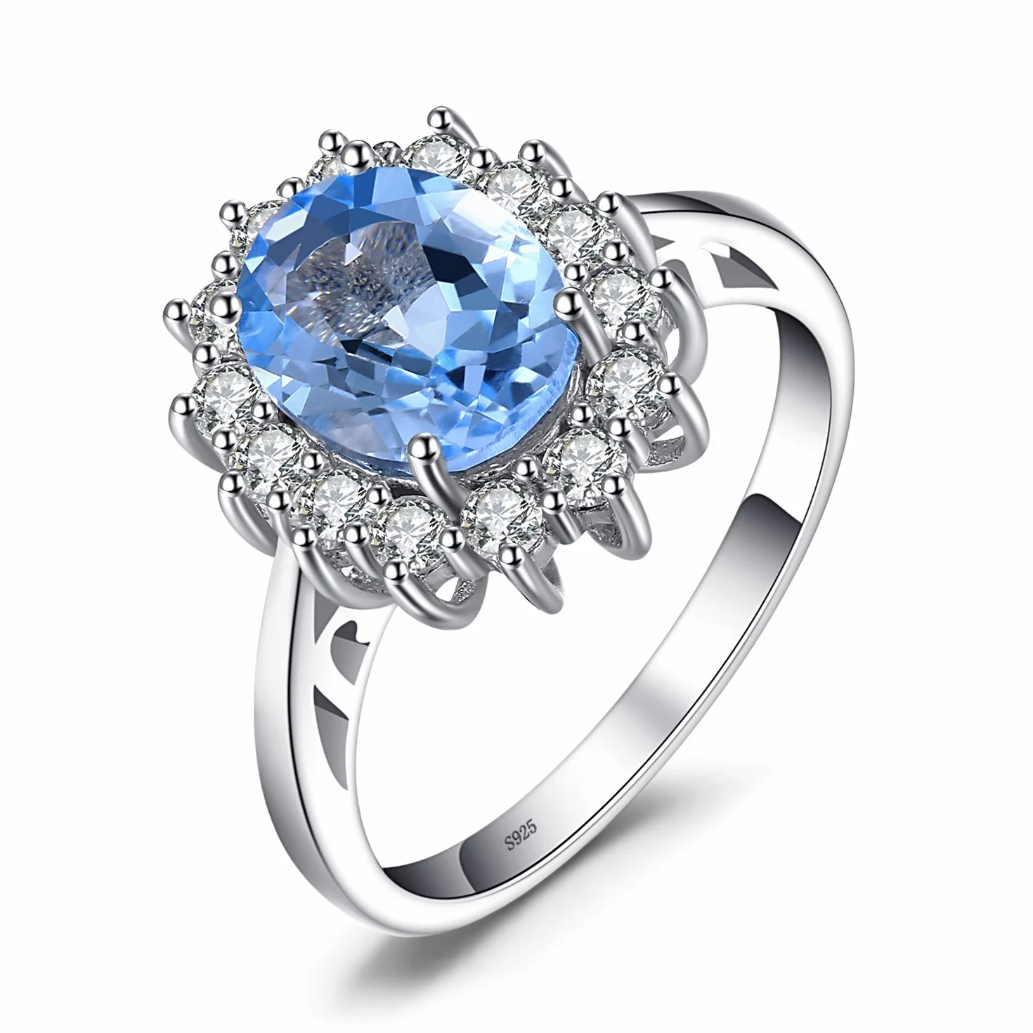 JewelryPalace Księżniczka Diana Szmaragd Szafir Topaz Ametyst Cytryn Granat Perydot Rubin Pierścionki, Pierścionek zaręczynowy Srebro 925 Biżuteria damska Rosegold Gold