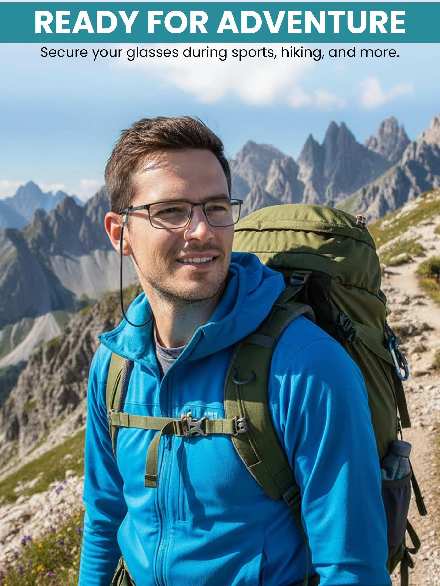 SPORTS WORLD VISION 4 szt unisex, pasek i uchwyt do okularów, wysokiej jakości, antypoślizgowy łańcuszek do okularów | Wytrzymały łańcuszek do okularów dla kobiet i mężczyzn,