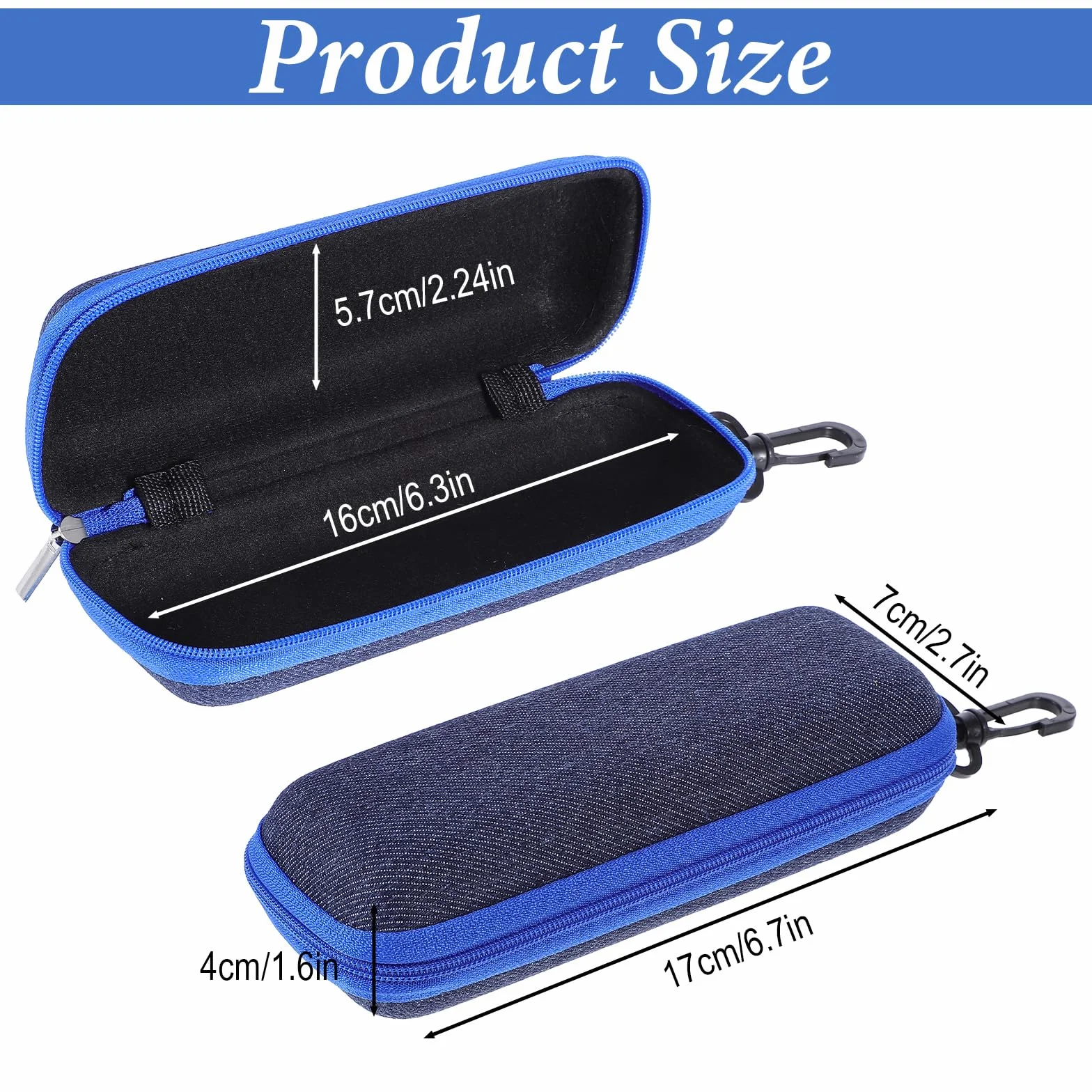 JJUNW 3 sztuki etui na okulary, twarde etui na okulary z materiału denimu, etui na okulary przeciwsłoneczne, etui podróżne, kieszeń na okulary, z zamkiem błyskawicznym, twarde etui na okulary