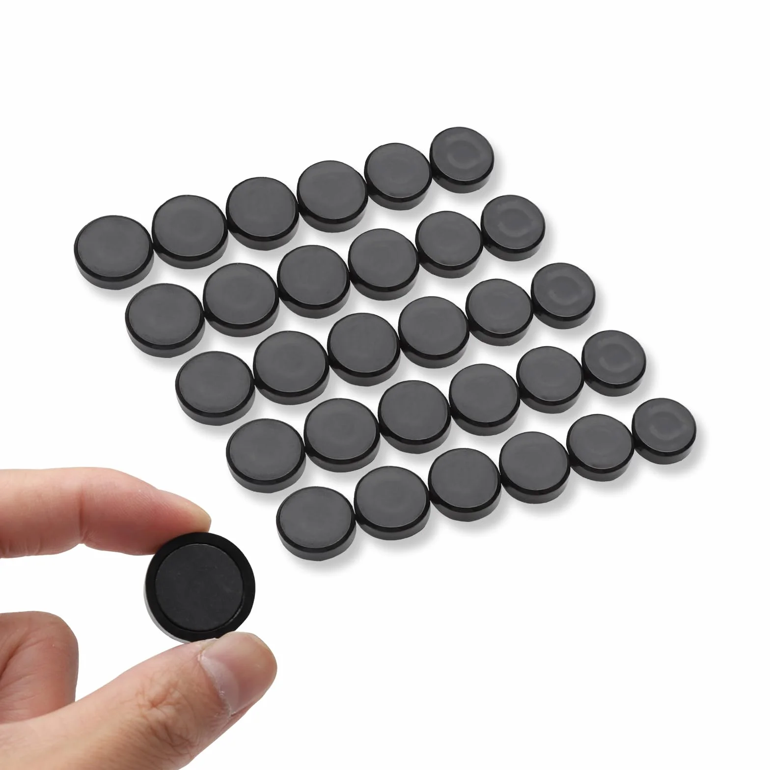 Zestaw 30 silnych czarnych magnesów - magnesy na tablicę białą, lodówkę i biurko - Ø20mm okrągłe magnesy dekoracyjne - organizacja domu, szkoły, biura