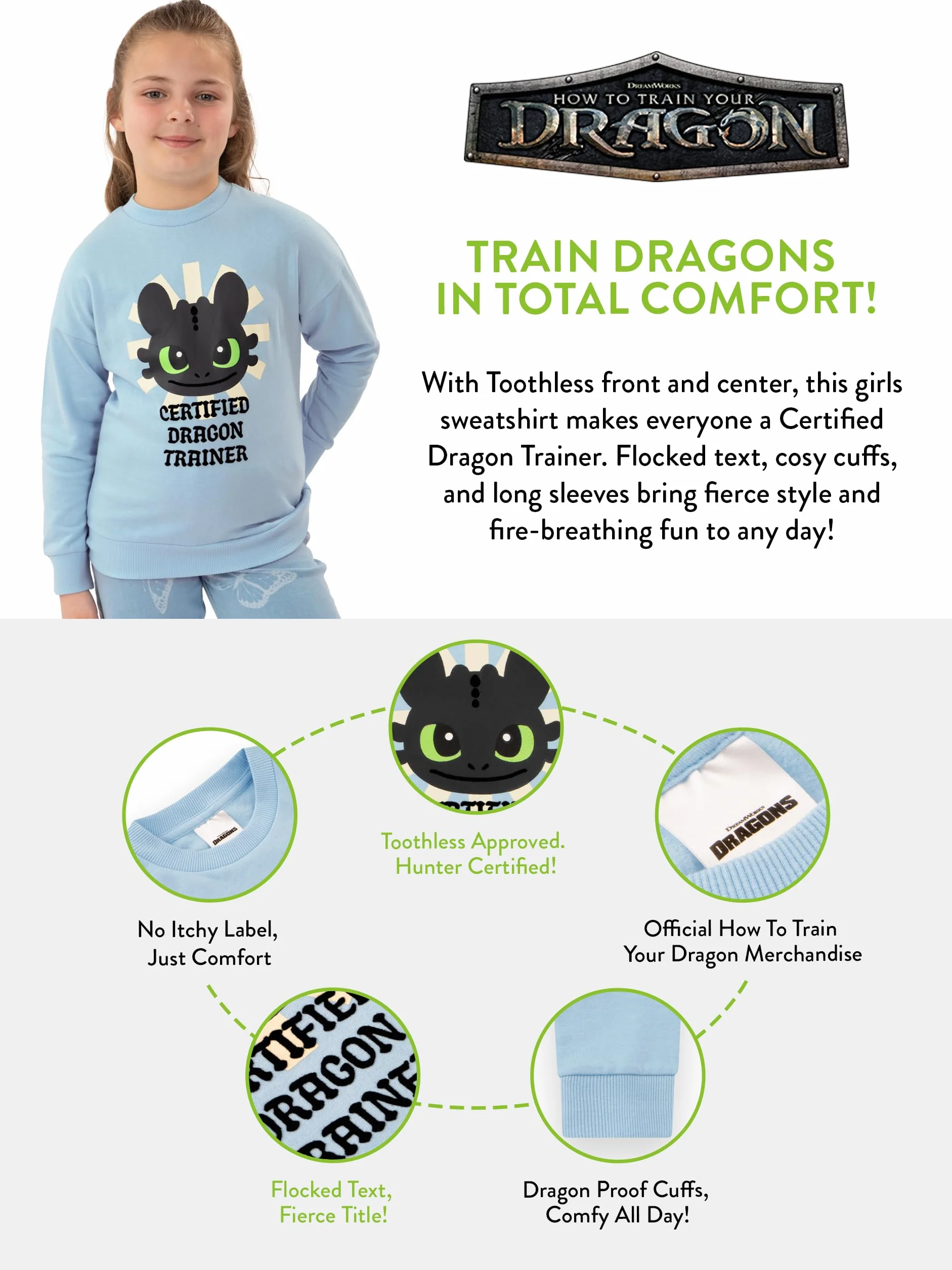 How To Train Your Dragon Bluza, Bluza dziewczęca Z Toothlessem, Bawełniana Sweter Z Długim Rękawem