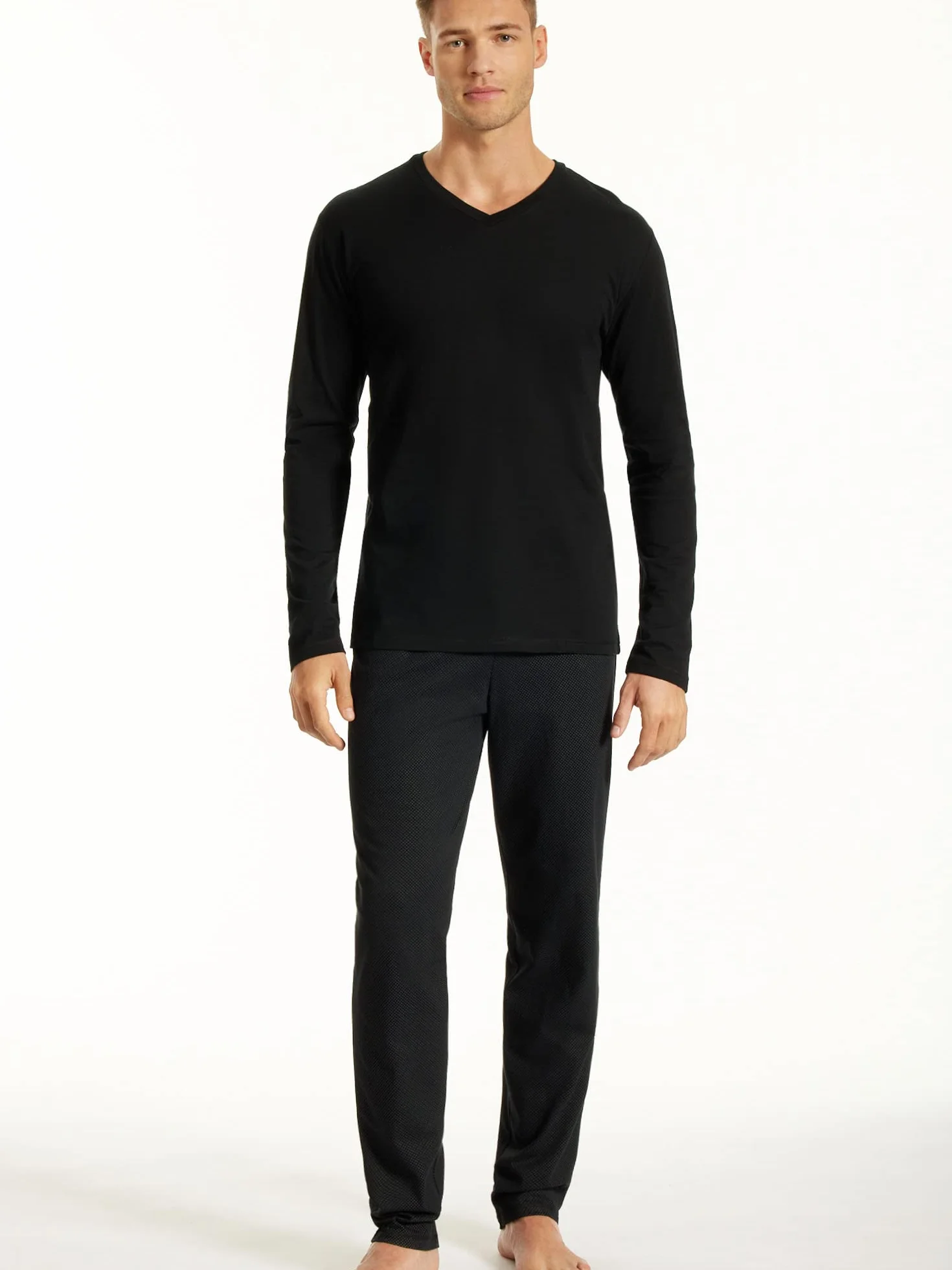 Uncover by Schiesser Herren Schlafanzug Set Shirt und Hose lang - Nachtwäsche
