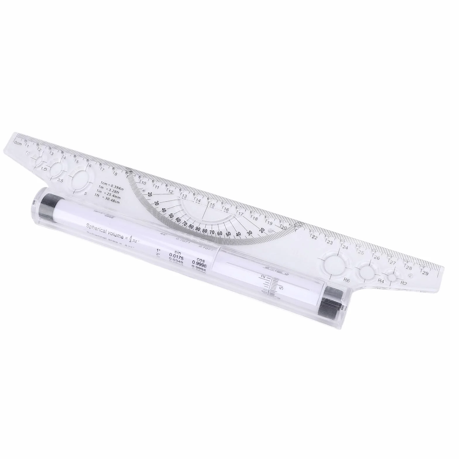 Linijka Szycia, Linijka Walcująca Linia Równoległa łuk Krzywa Rysunkowa Roller z Wbudowanym Kątomierzem Małym linijką do Pomiaru Biura Przygotowawczego (30cm)
