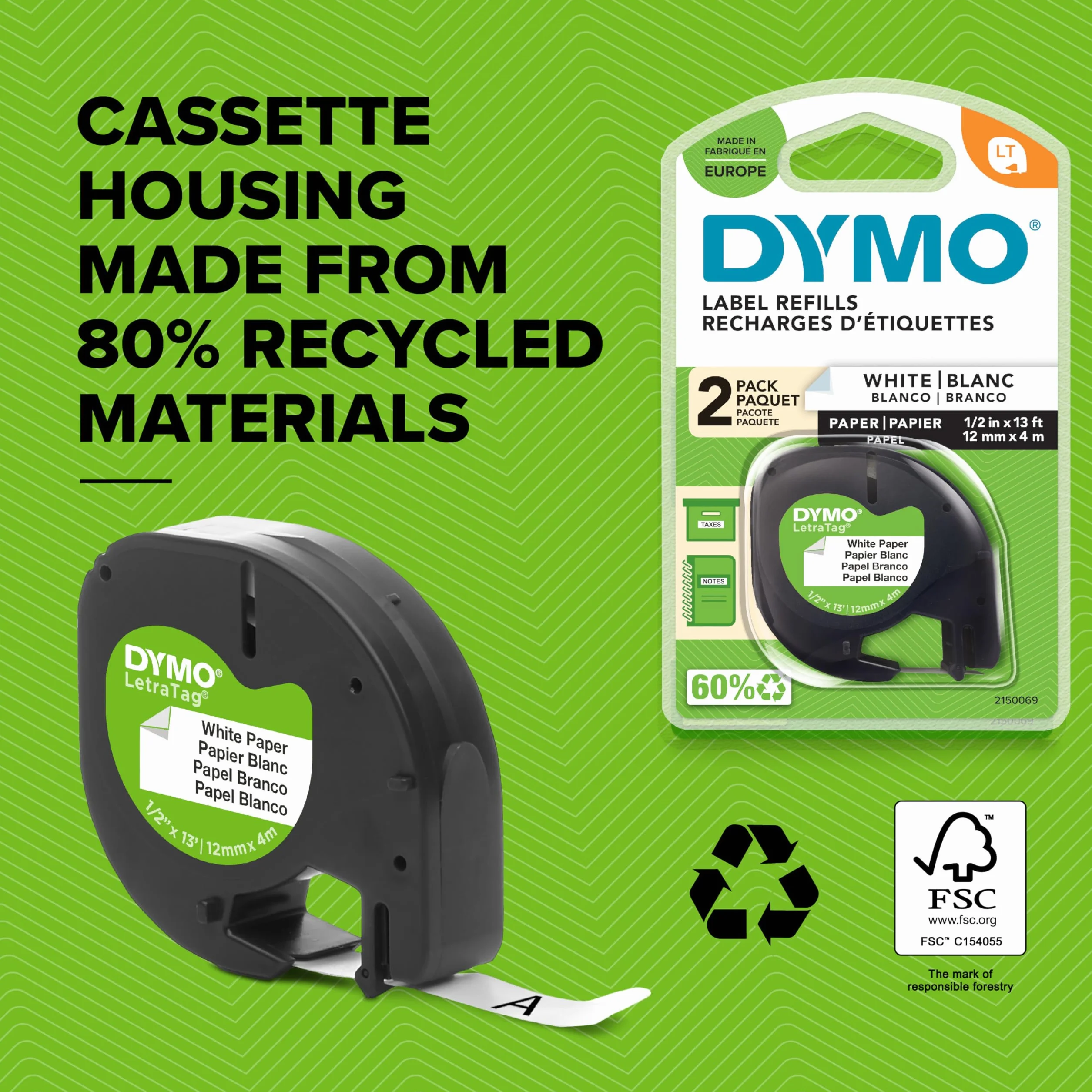 Dymo LetraTag LT-100H Label Maker Starter Kit | Ręczna drukarka etykiet | Z plastikową, papierową i przezroczystą taśmą etykietową | Idealna do biura lub domu