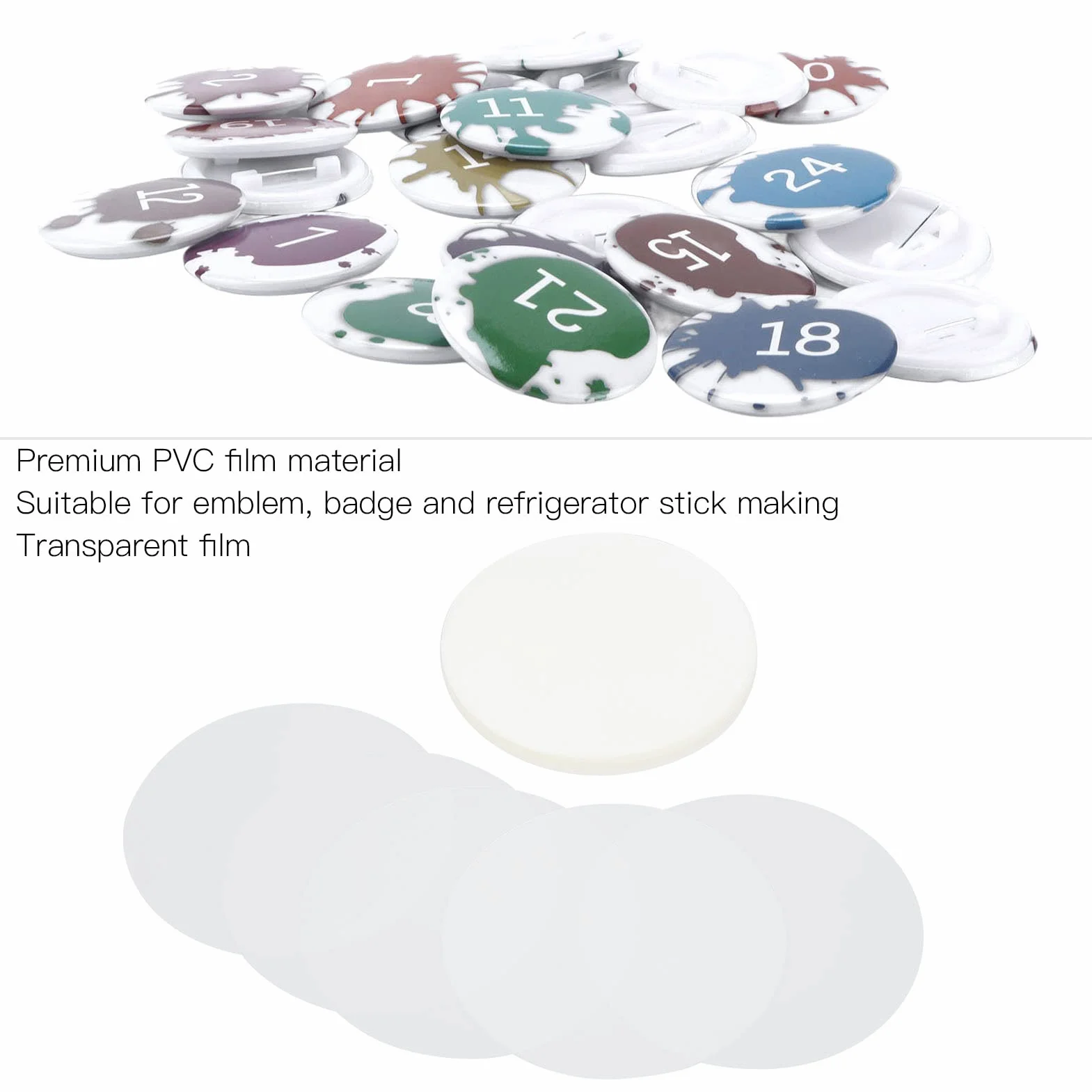 100 szt. Odznaka Film materiał PVC Przezroczyste Koło Odznaka Folia Ochronna dla DIY Button Maker (44MM)