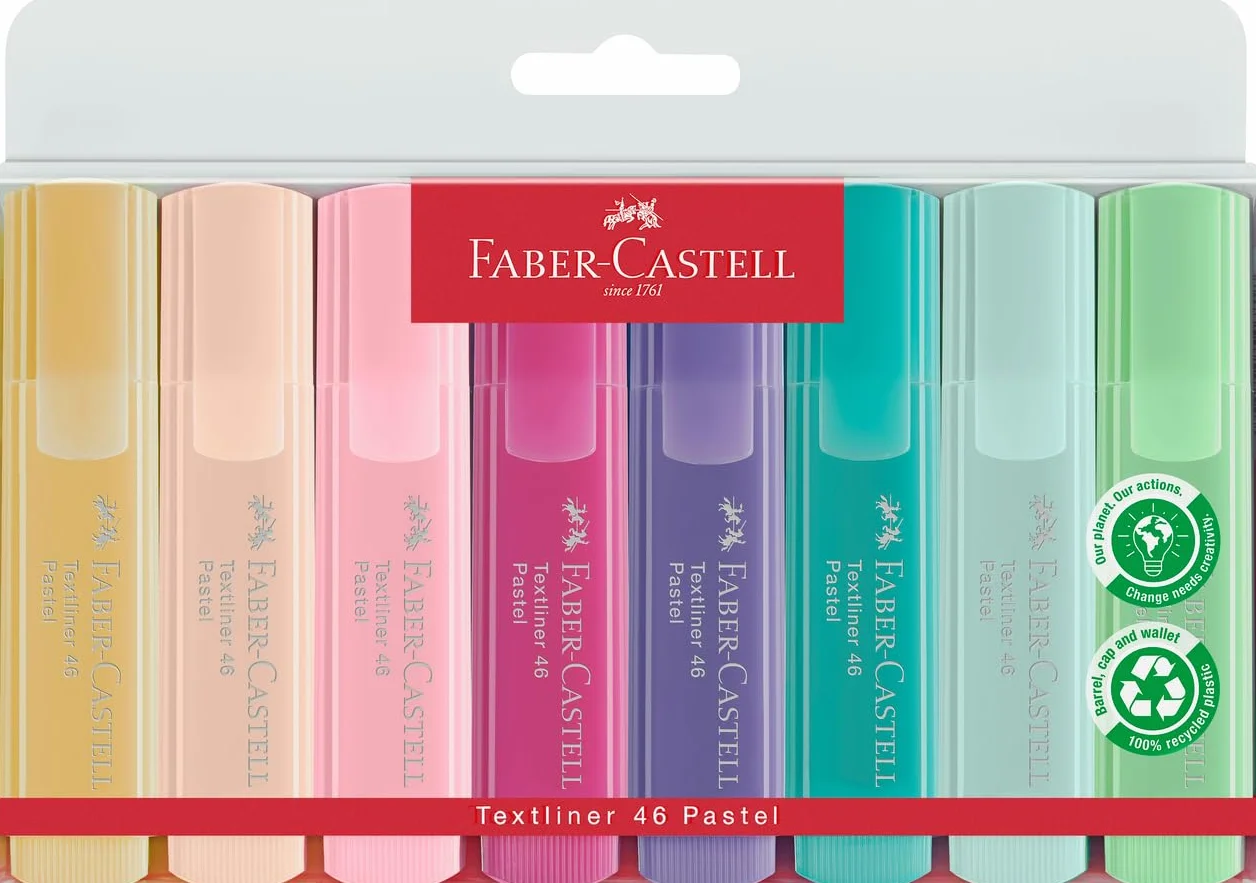 Faber-Castell Textliner 154681 Zakreślacze Pastelowe, 8 Sztuk