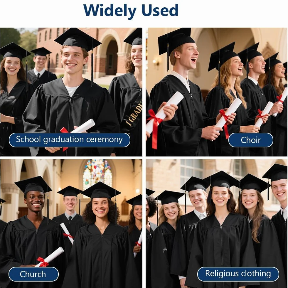 AUYAO Graduation Togi, Kostium Graduation Dorosły, z podziałką i togą, zestaw dla dorosłych unisex dla dorosłych