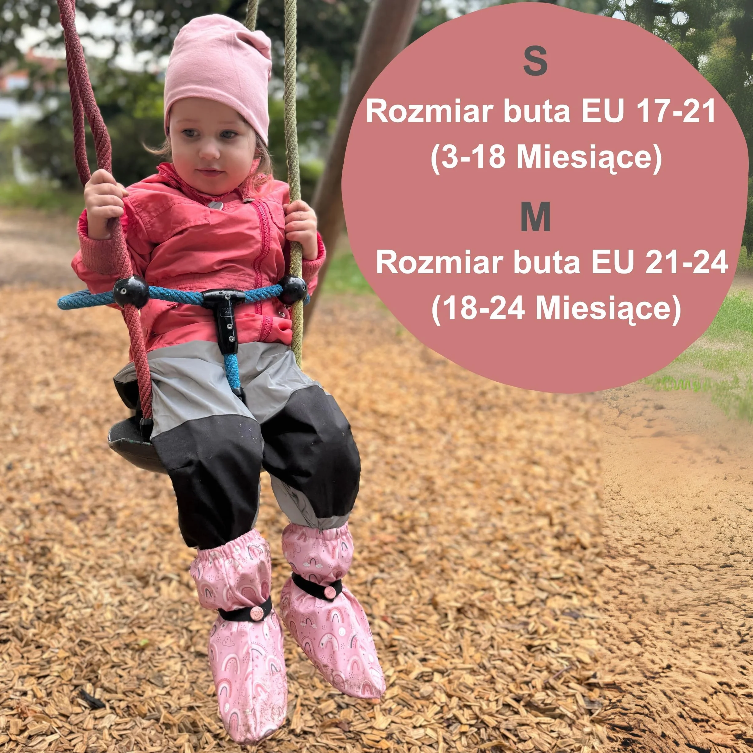 HECKBO Kalosze dziecięce bez polarowej podszewki - Różowa tęcza - 2 rozmiary - od 6 do 24 miesięcy - unisex kalosze dla dziewczynek i chłopców