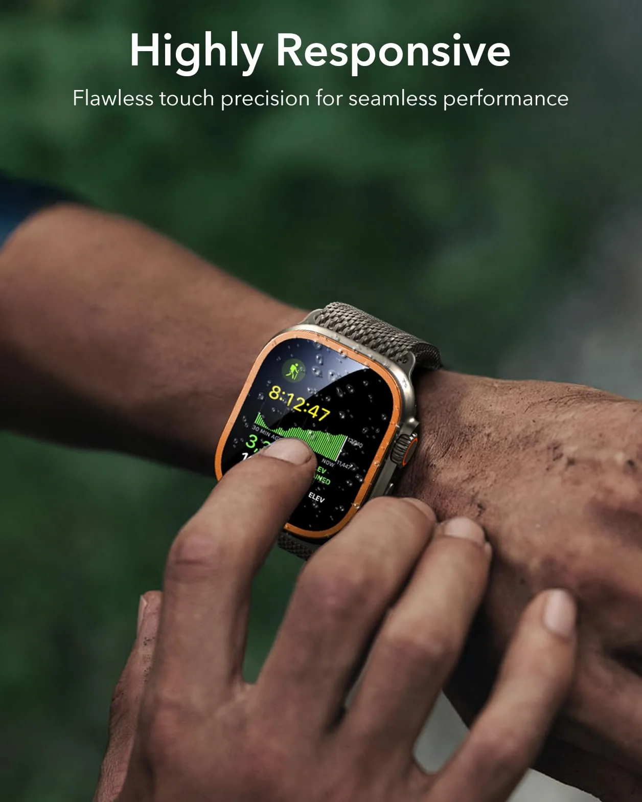 ESR Armorite Folia ochronna do zegarka Apple Watch Ultra 2/1 (2024/2023/2022, 49 mm), ochrona wyświetlacza z hartowanego szkła z aluminiową ramą, ochrona na całej powierzchni, pomarańczowa, 2 sztuki