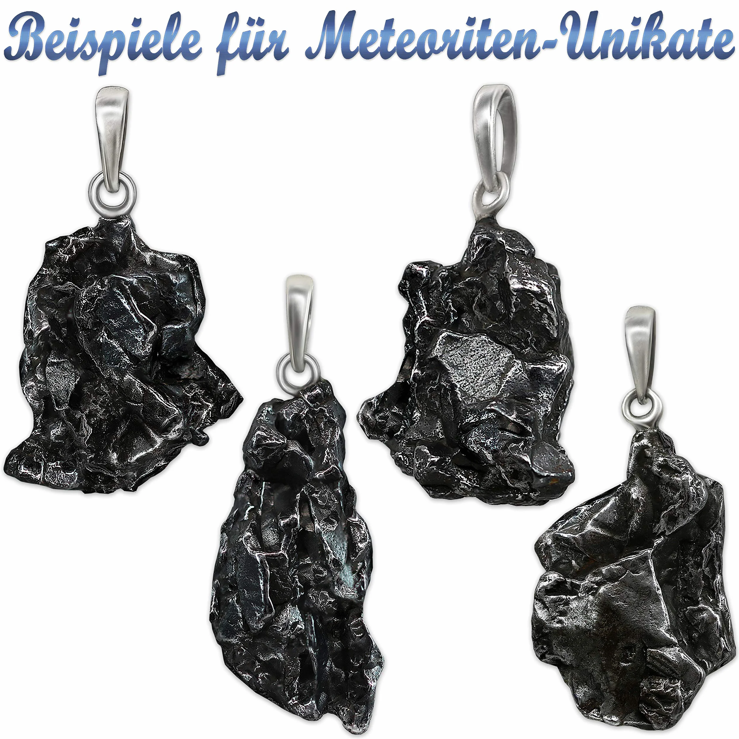 CLEVER SCHMUCK Zestaw zawieszek meteoryt prawdziwa gwiazda z pętlą ze srebra 925 i certyfikatem, łącznie z taśmą kauczukową, czarna, 45 cm