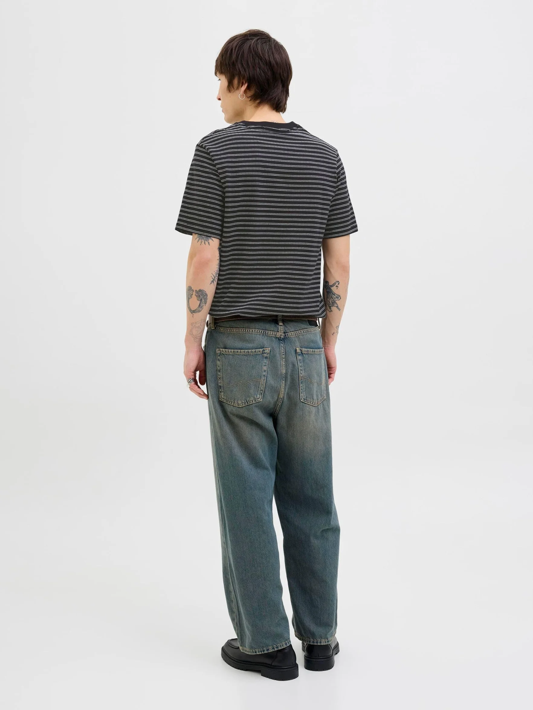 JACK & JONES Koszulka męska Jorcanggu Stripe Tee SS Crew Neck, Bright White, M