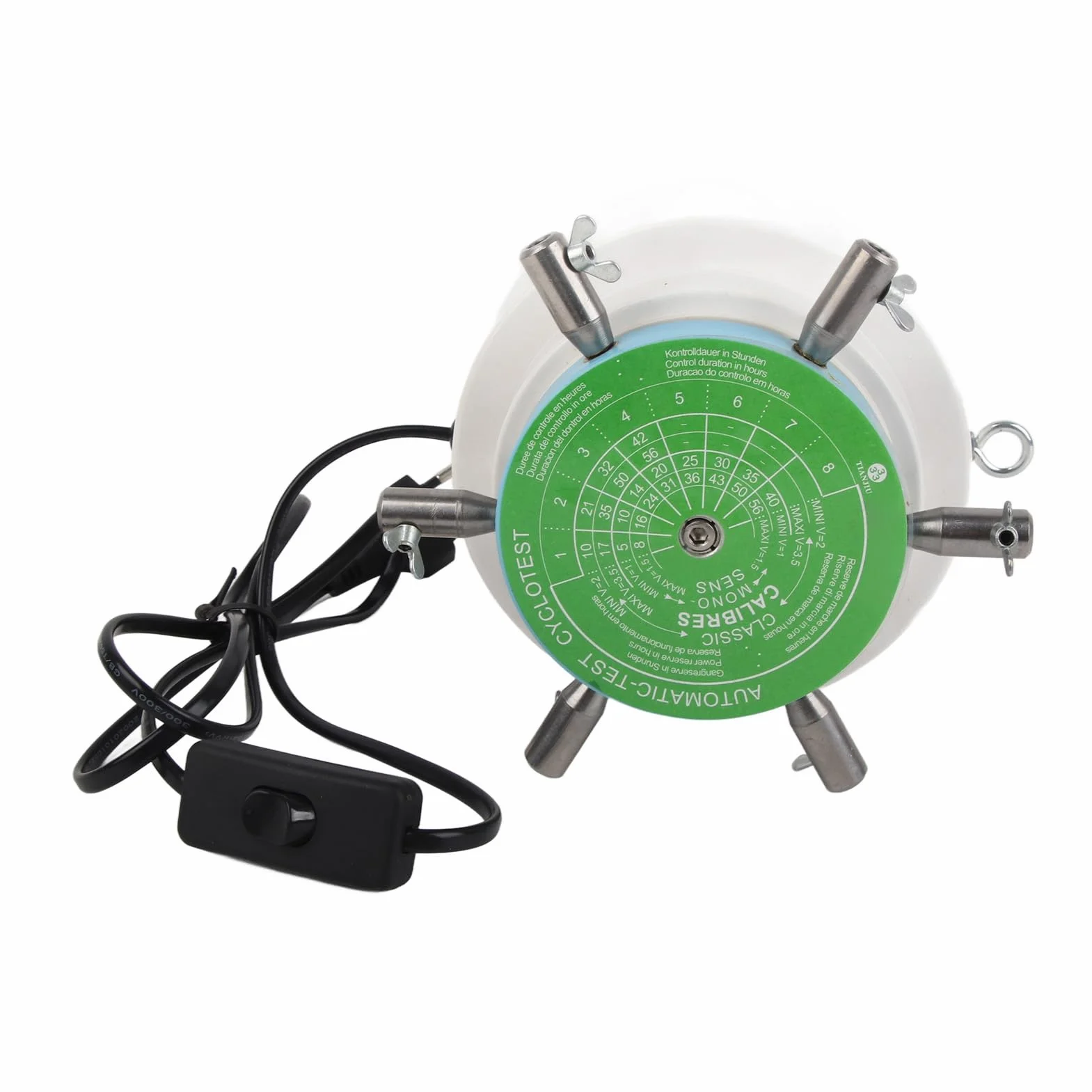 6 Arms Watch Winder Machine,6 Arme Uhrenbeweger Maschine Automatischer mechanischer Machine, Reparaturwerkzeug für Uhrenreparaturwerkzeug EU-Stecker AC250V Auto Tester AC 250V 2,5/min