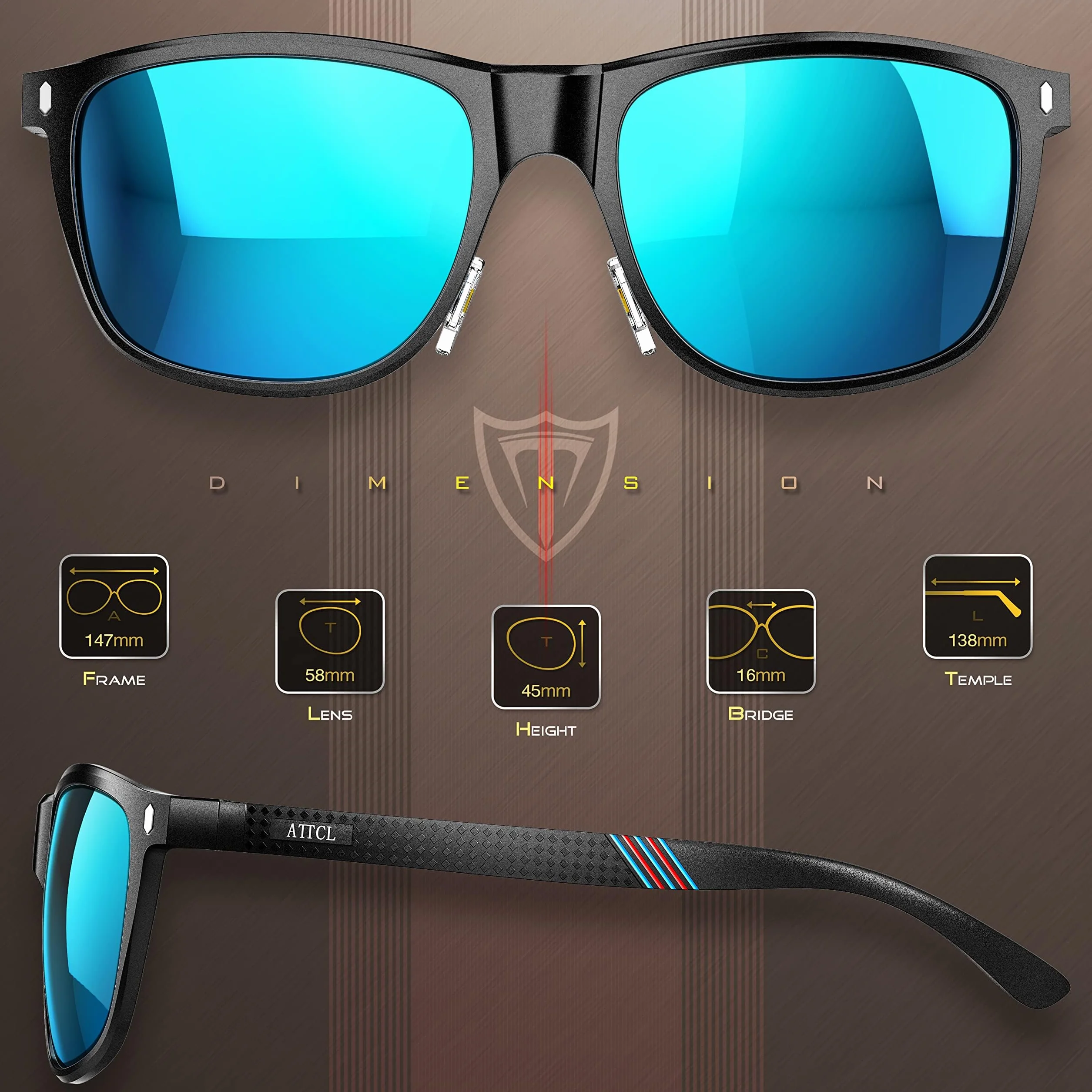 ATTCL Sportowe polaryzacyjne okulary przeciws?oneczne dla m??czyzn kobiet w?dkarstwo jazda golf kolarstwo metalowa rama