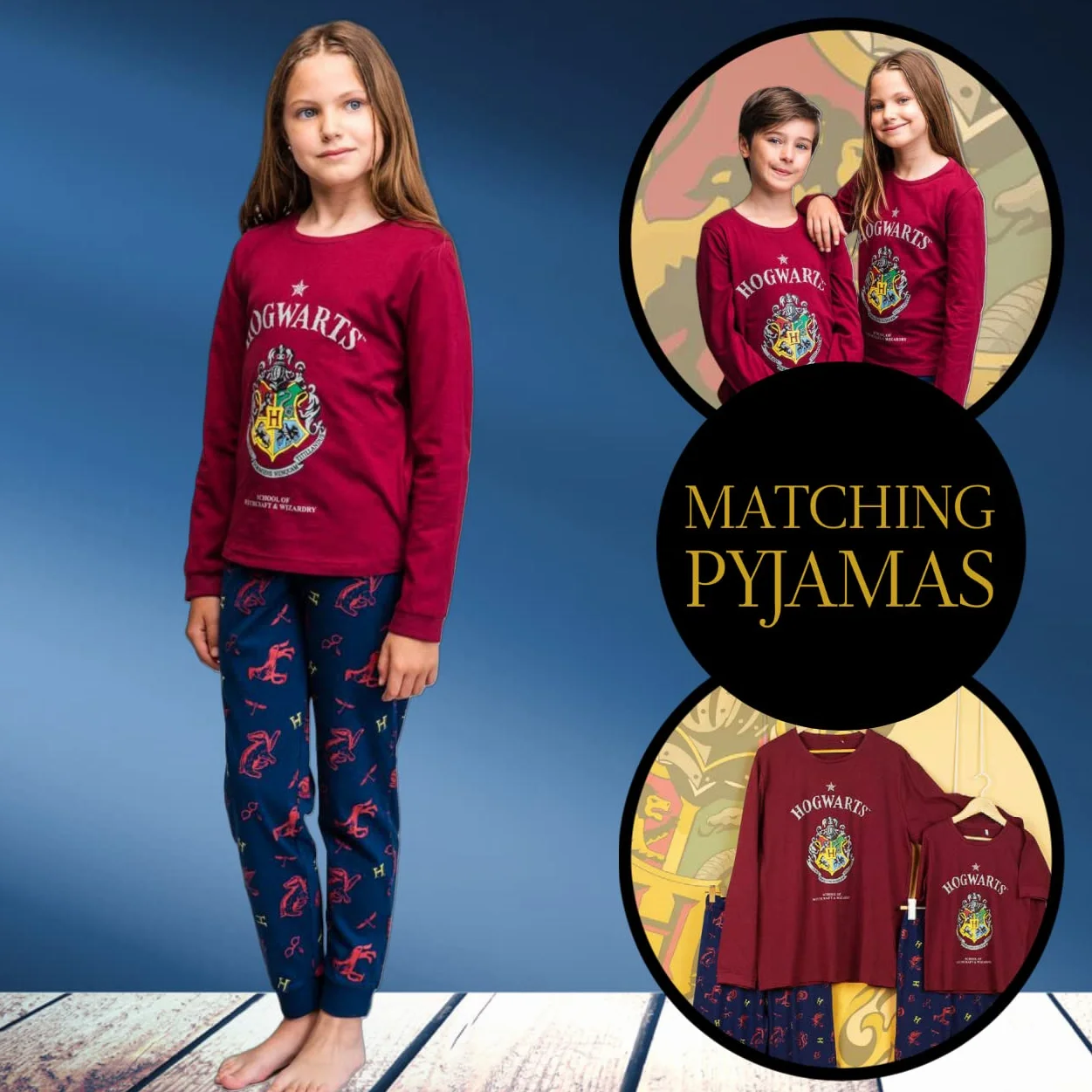Harry Potter Piżama dla dziewczynek, piżama w Hogwarcie, dopasowany zestaw piżam rodzinnych, prezent dla dzieci i młodzieży | Rozmiar 6 lat - dziewczynka, Dziewczyna, 6 lat