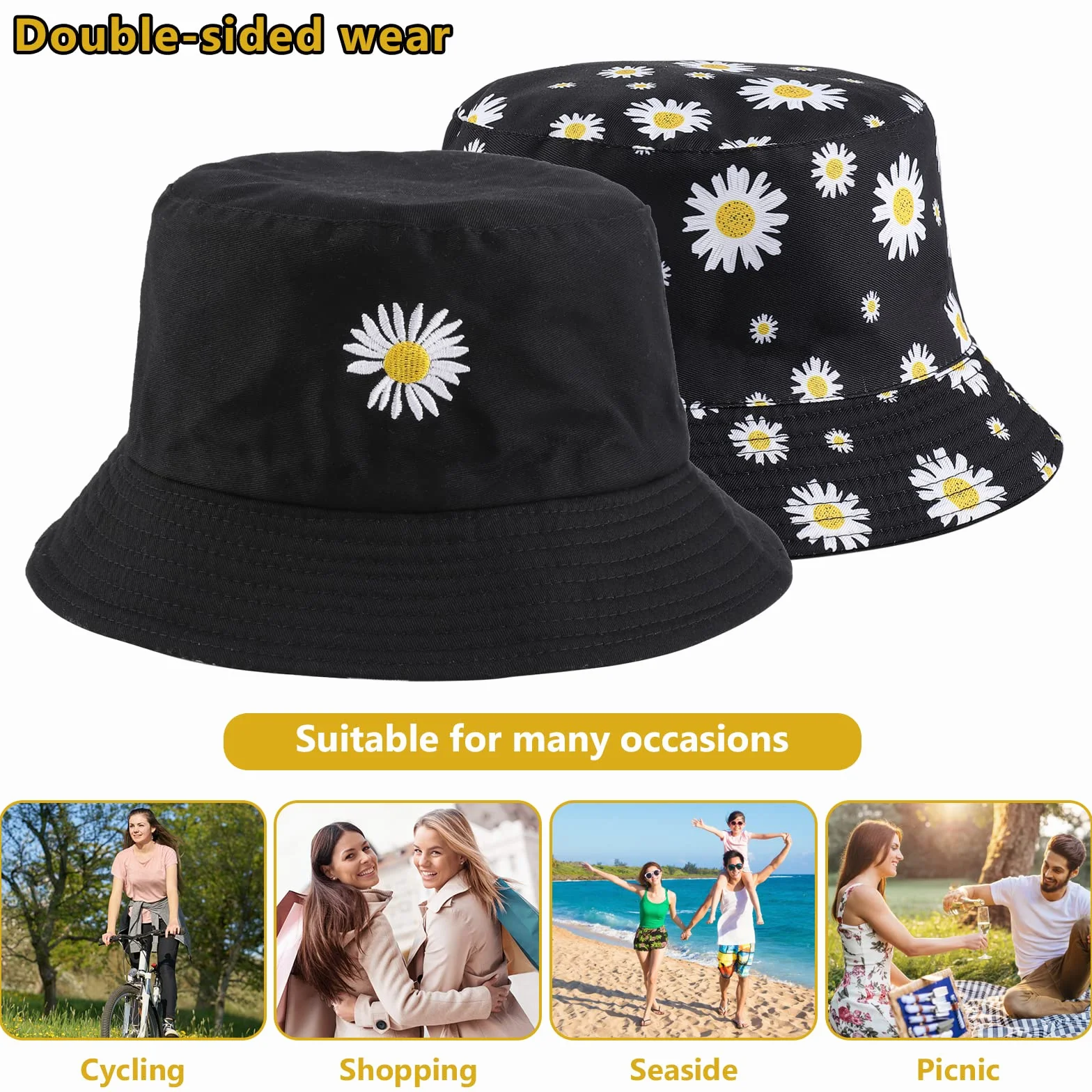 Sibba Letni kapelusz typu bucket Packable Sailor Fisherman czapki na wędkowanie golf kemping podróż duża głowa szerokie rondo ochrona przed słońcem nakrycia głowy dla mężczyzn kobiet nastolatków