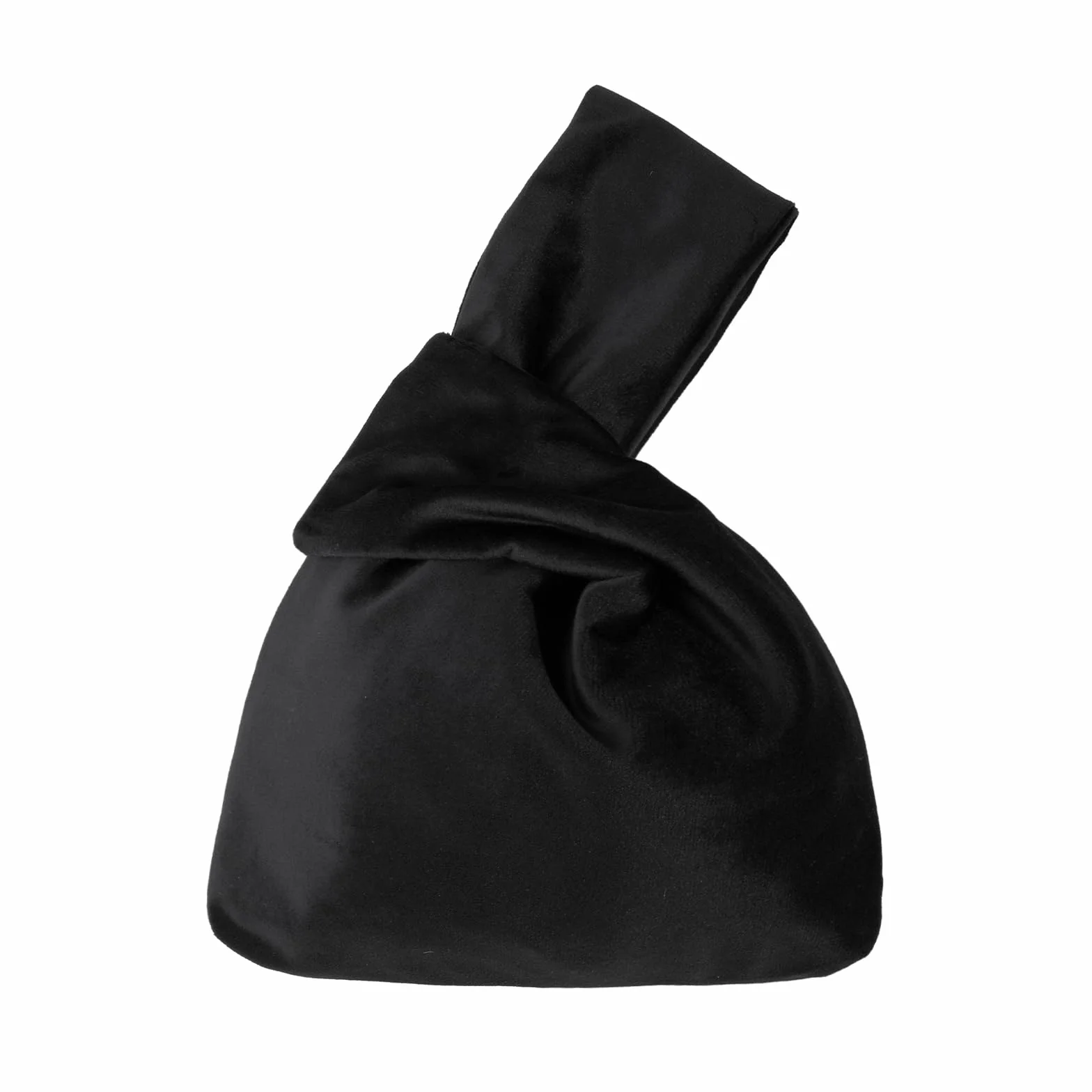 Muka Torba na nadgarstek aksamitna torebka z węzłem w japońskim stylu, torebka wieczorowa dla kobiet, Czarny, Jeden rozmiar, Boho