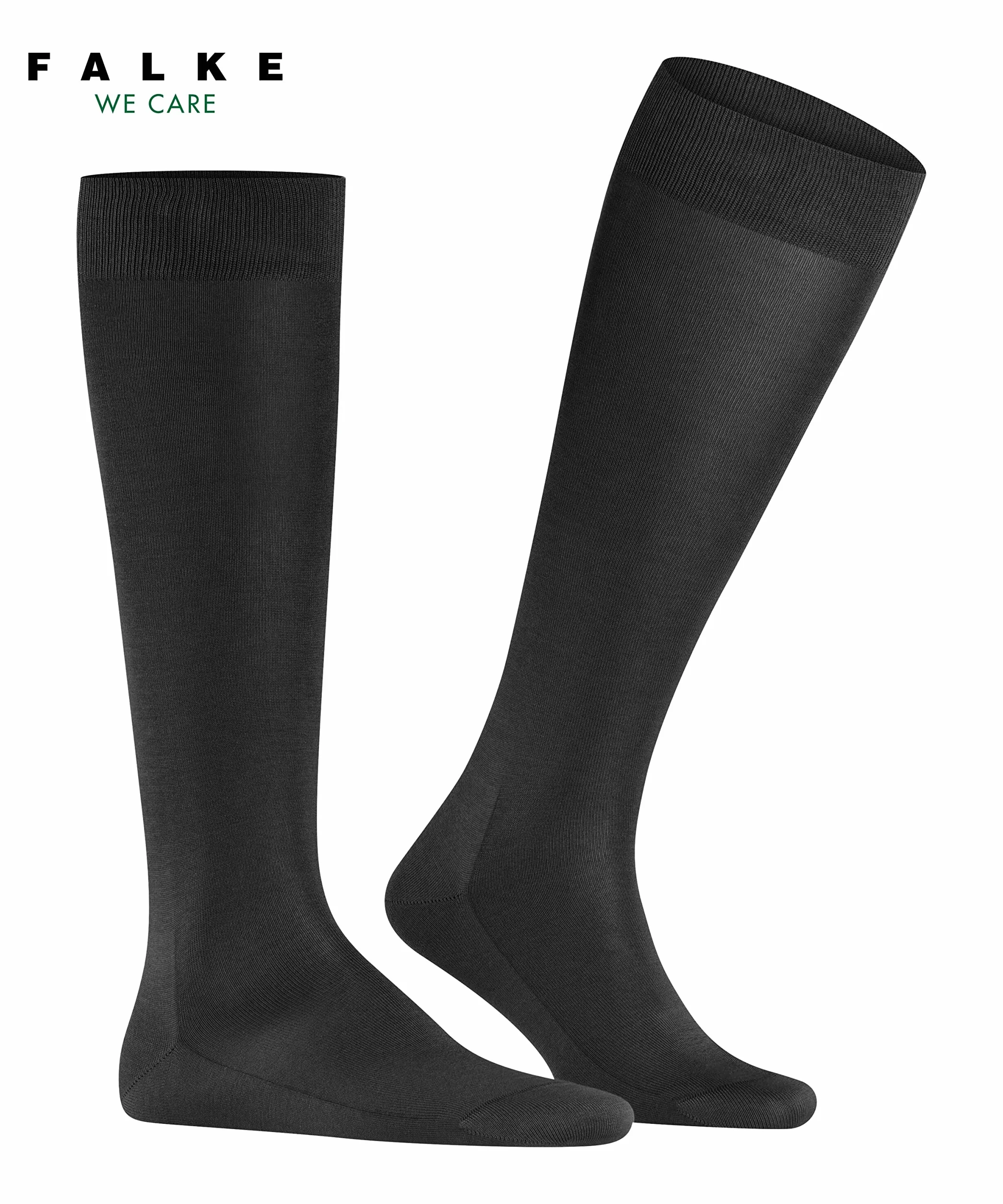FALKE Mężczyźni Podkolanówki Tiago M Kh zrównoważona bawełna fil d'ecosse długie jednokolorowe 1 Para, Czarny Black 3000, 41-42
