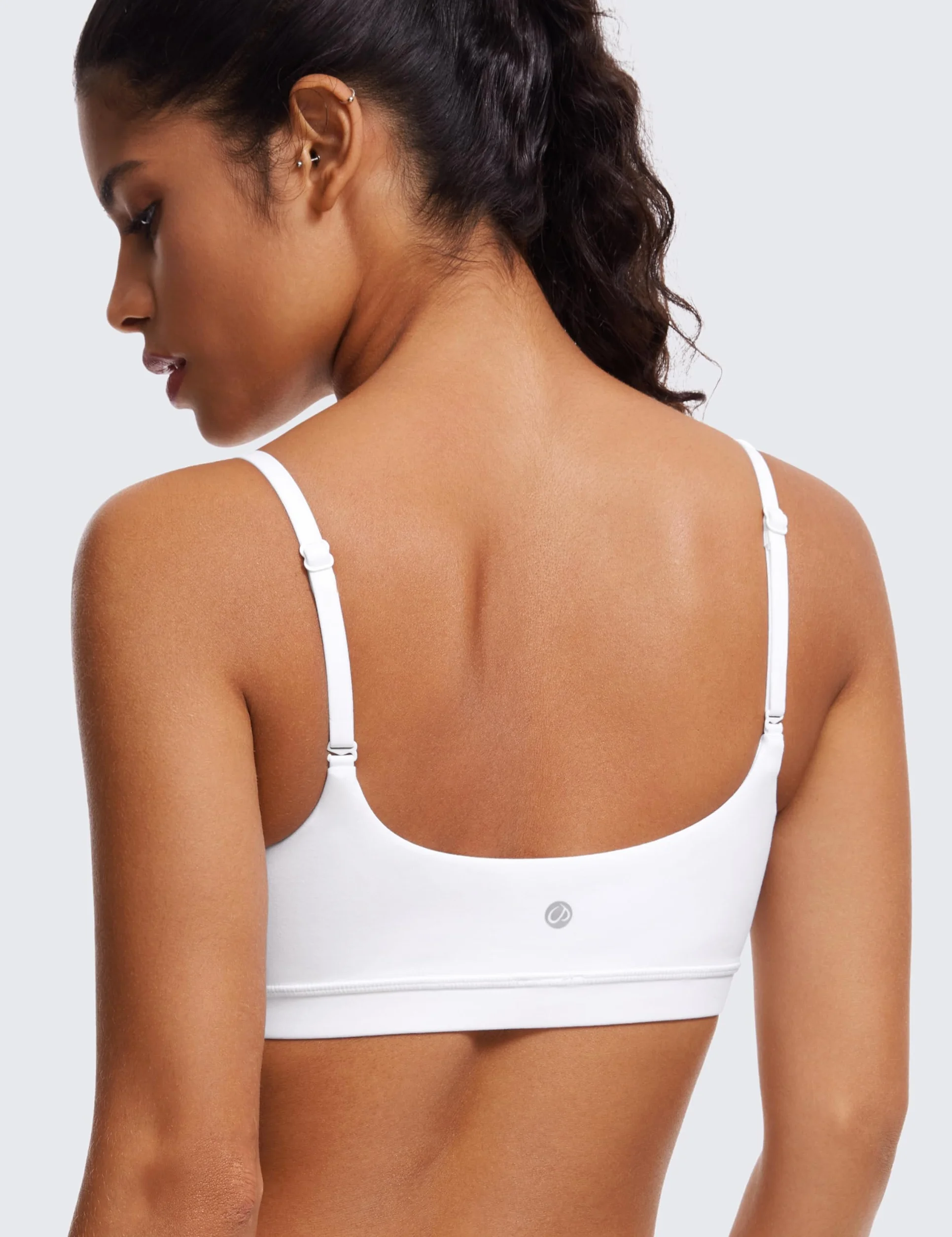 CRZ YOGA Biustonosz sportowy Butterluxe dla kobiet z regulowanymi ramiączkami typu spaghetti - dekolt w łódkę, bez fiszbin, usztywniany, do ćwiczeń jogi, krótki top