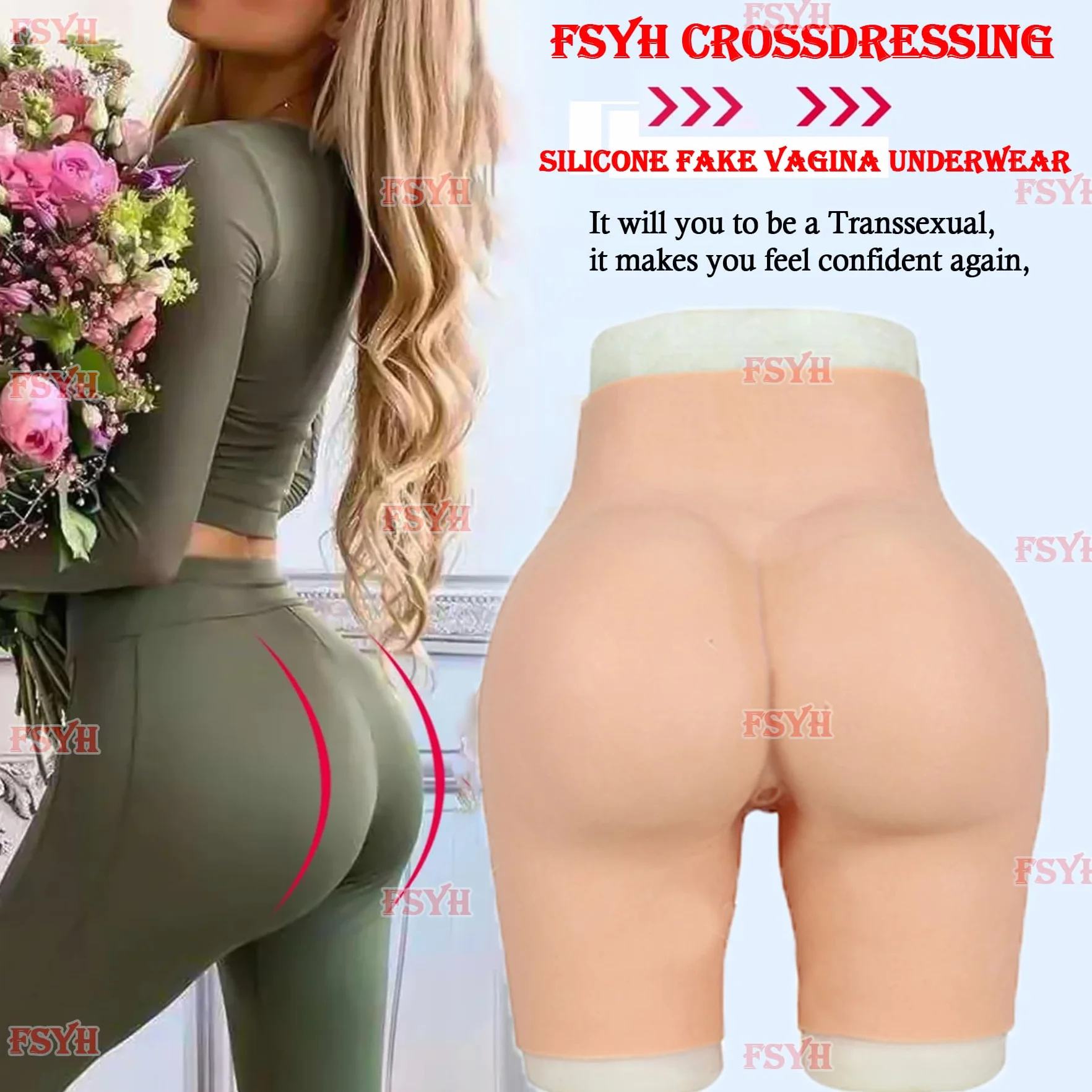 FSYH TranspłCiowe Silikonowe Majtki Majtki WyszczuplająCe TyłEk I WzmacniająCe Ukrywanie Bokserek Gaff dla Crossdresser Cosplay Ladyboy