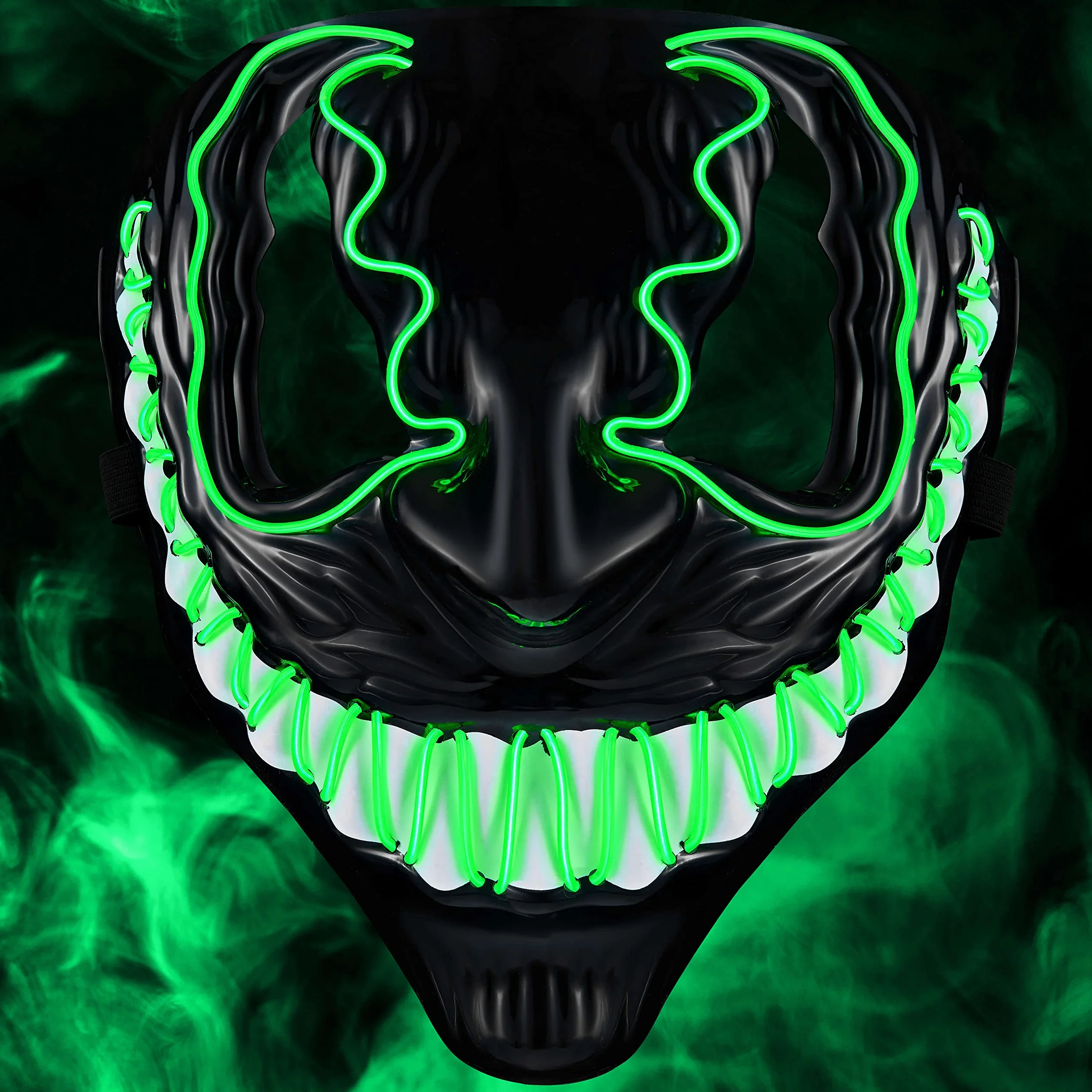 Maska LED Venom z 3 trybami owietlenia - idealna dla DJ-a Techno | Halloween | Cosplay | Karnawa | Straszna maska | Neonowa maska | jako dodatek do kostiumu horroru