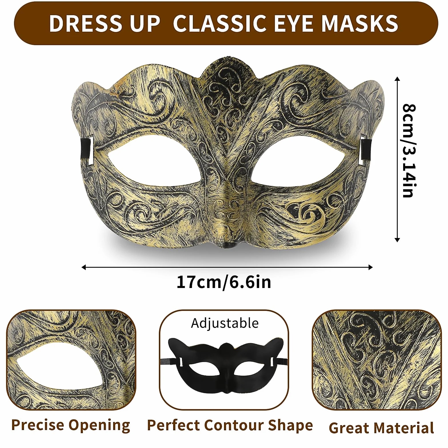 Sibba Maska maskaradowa dla mężczyzn, weneckie maski, na imprezę, bal, vintage, kostium na Halloween, Mardi Gras, maska na Boże Narodzenie, do przebrania, cosplay, studniówki, akcesoria karnawałowe