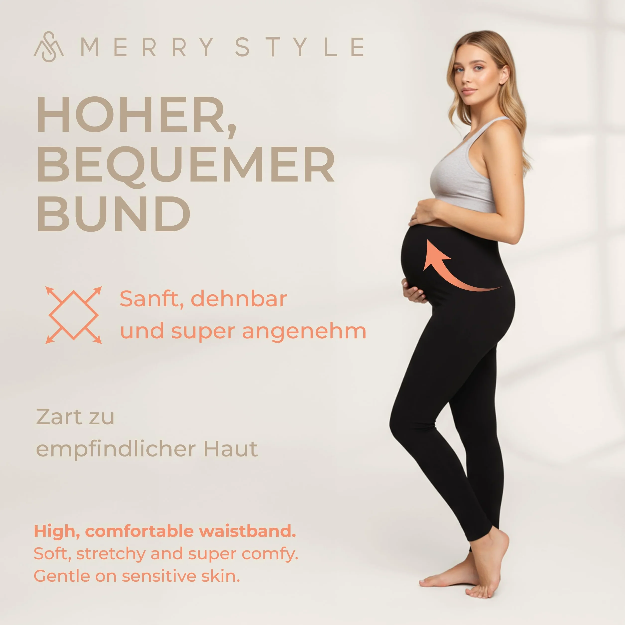 Merry Style Damskie Legginsy Ciążowe z Wiskozy MS10-297